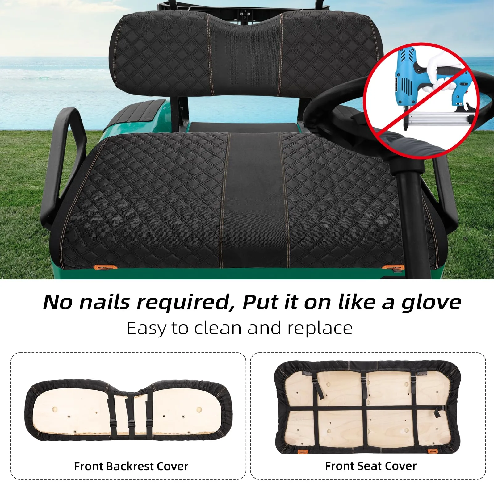 Roykaw Front Seat Covers for E-Z-G-O TXT Golf Cart image 3