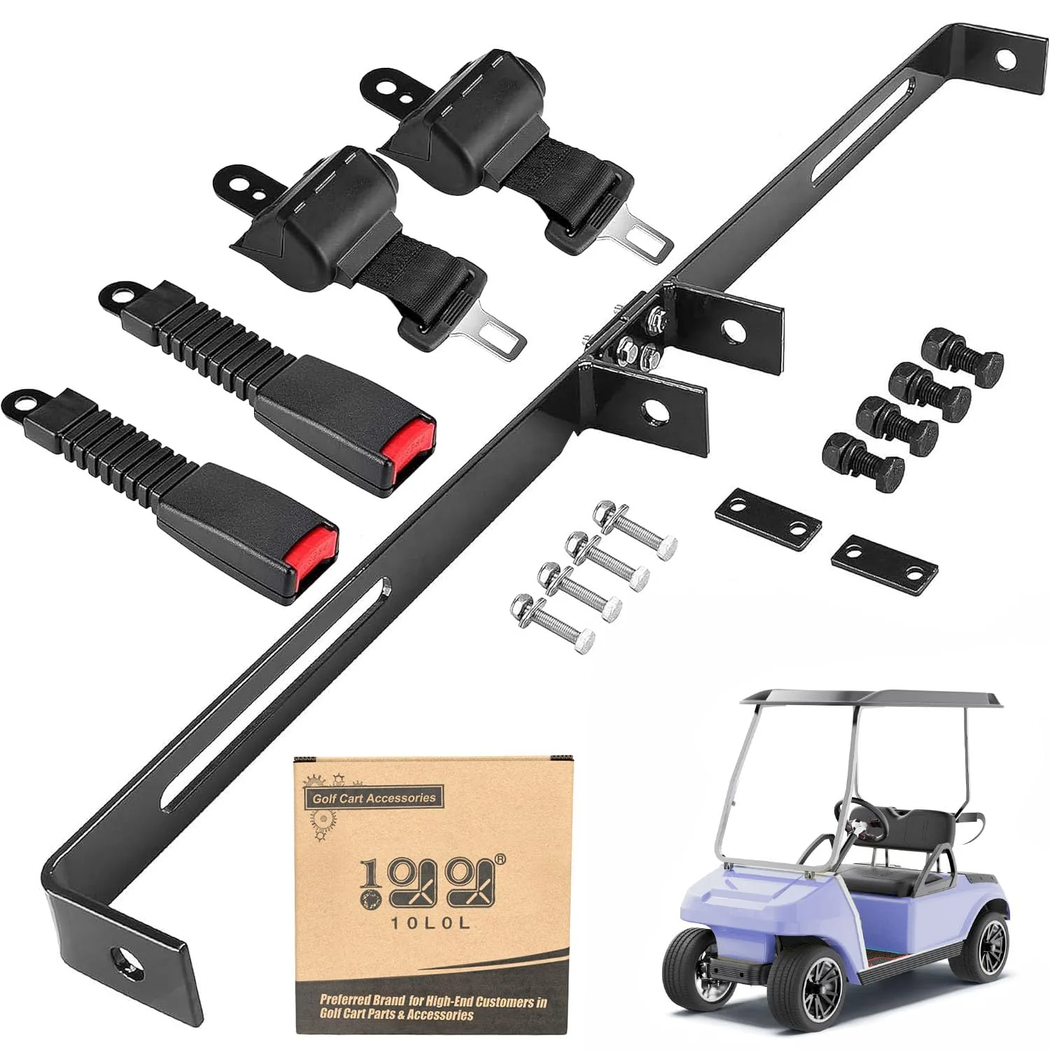 10L0L Golf Cart Seat Belt Bracket Kit for Yamaha, E-Z-GO