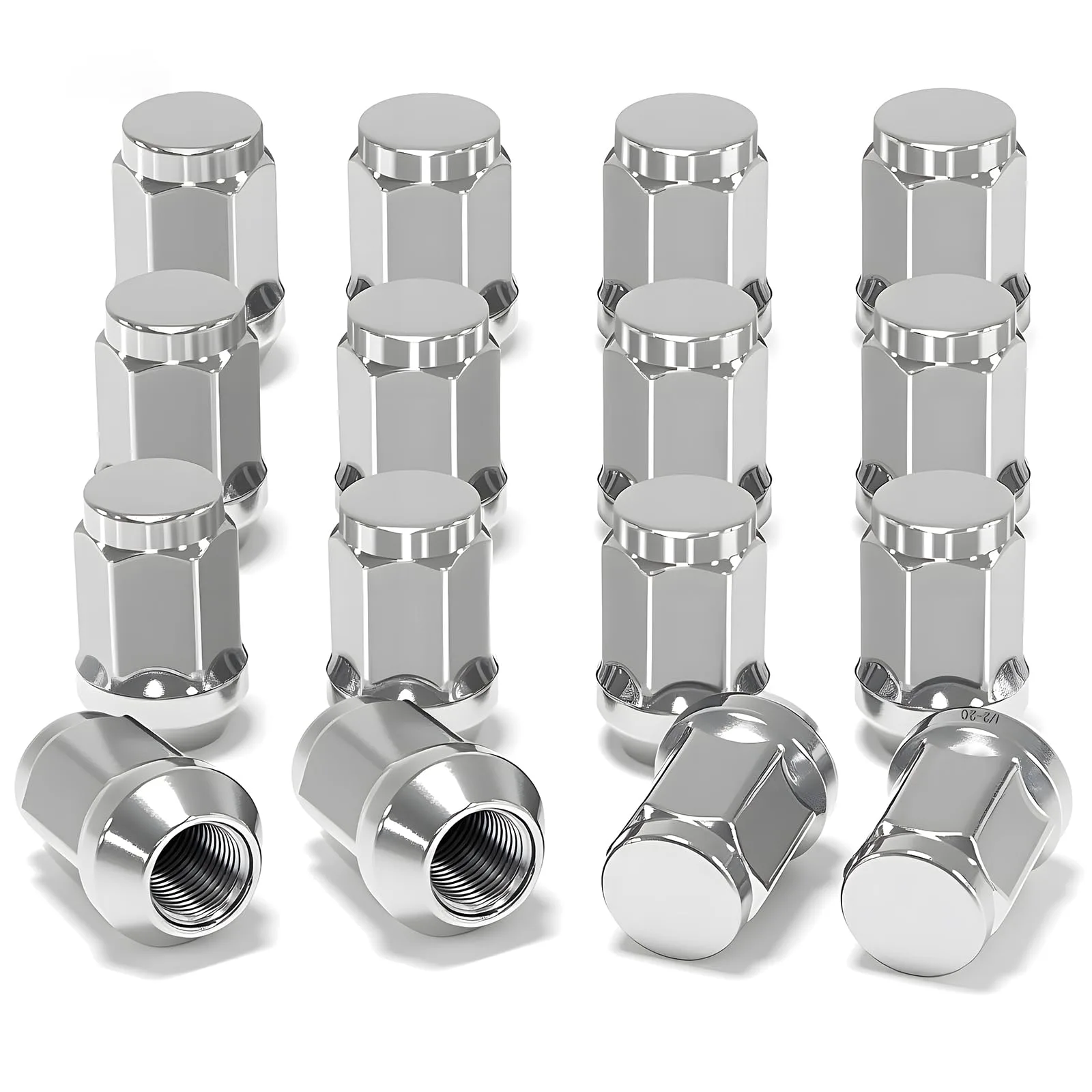 MOSNAI Golf Cart Lug Nuts 1/2-20 Chrome 16-Pack