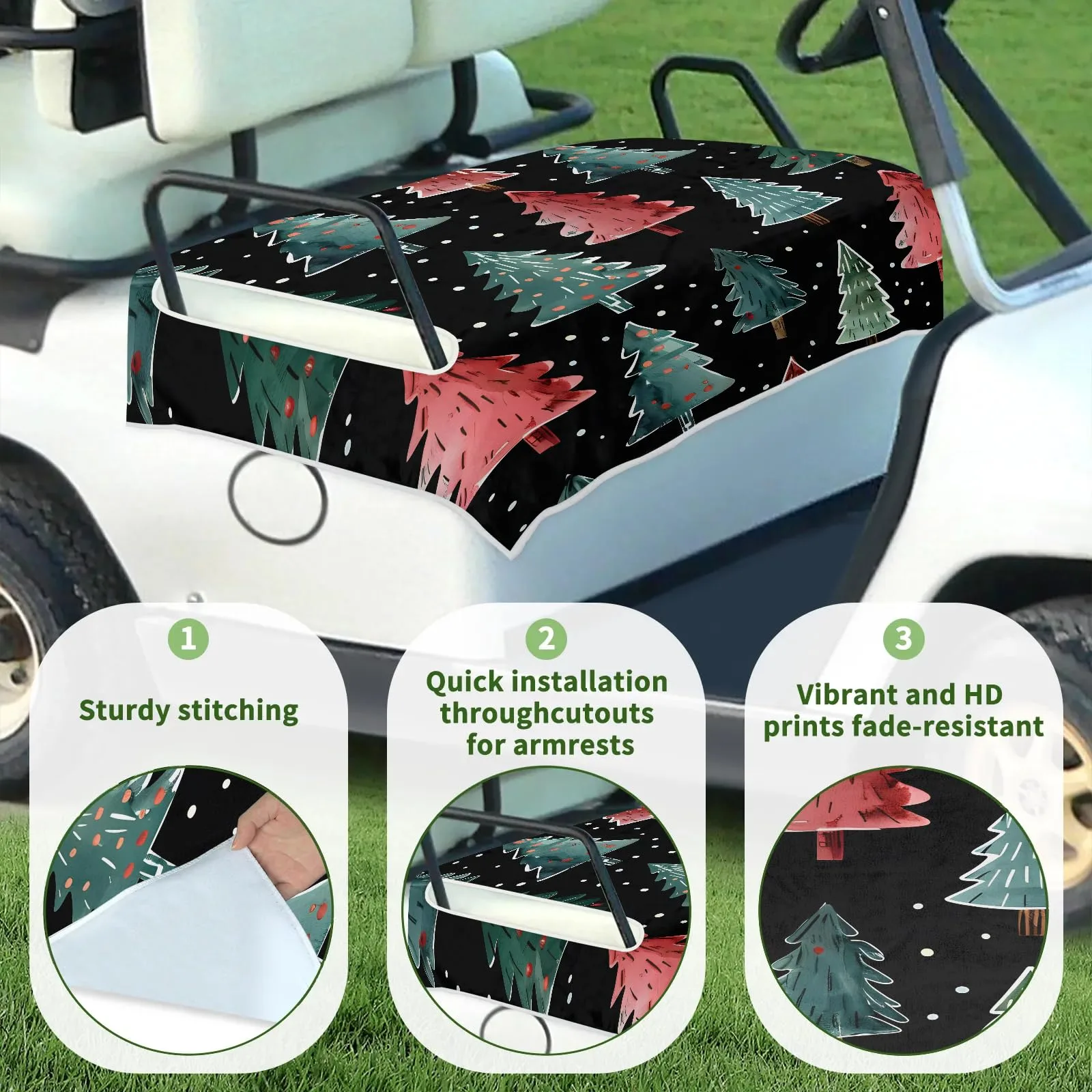 Tiveruda Golf Cart Seat Cover for Double Seats image 3