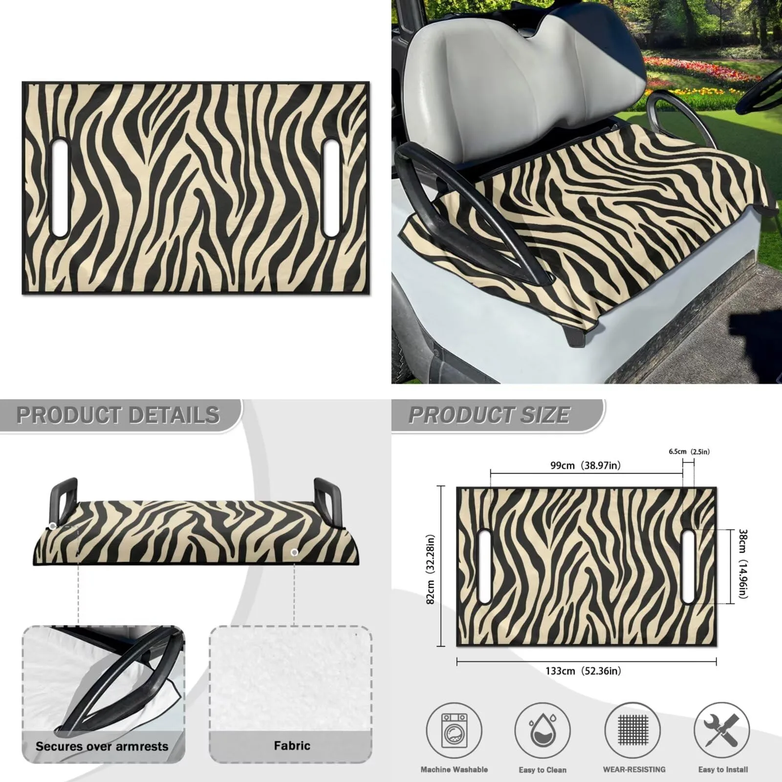 Yewattles Golf Cart Seat Cover for Club Car 2-Seater image 2