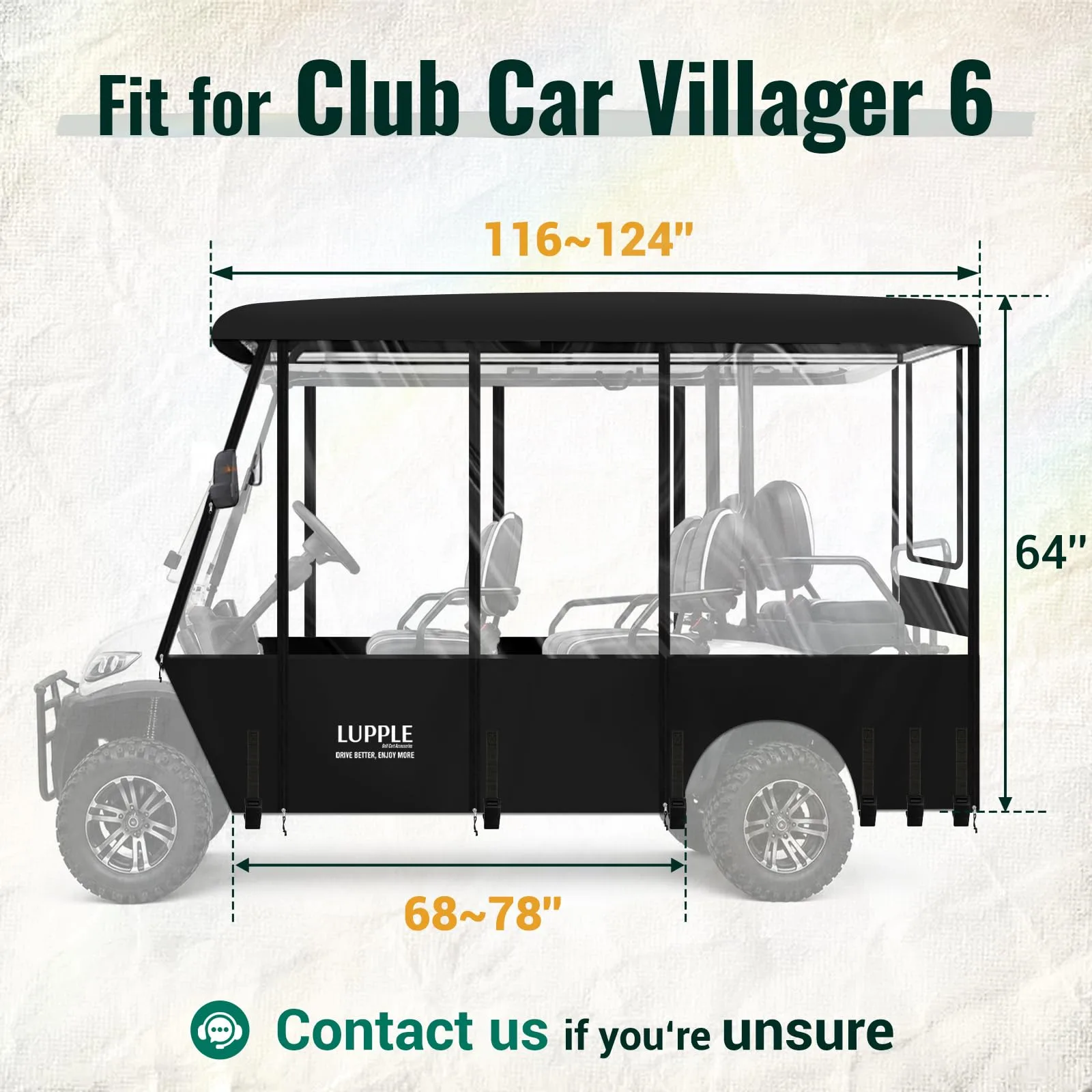 LUPPLE Enclosure for Club Car Villager 6 Golf Cart image 3