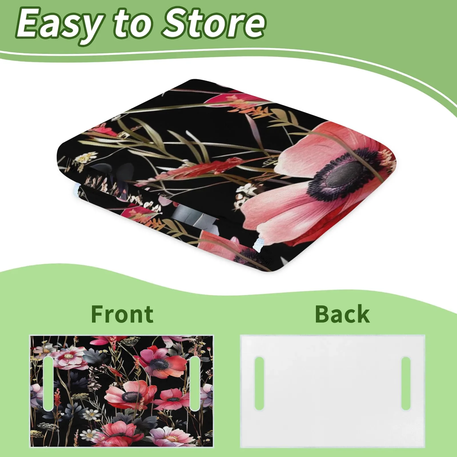 Tiveruda Black Floral Golf Cart Seat Cover, 51 x 31 in image 4