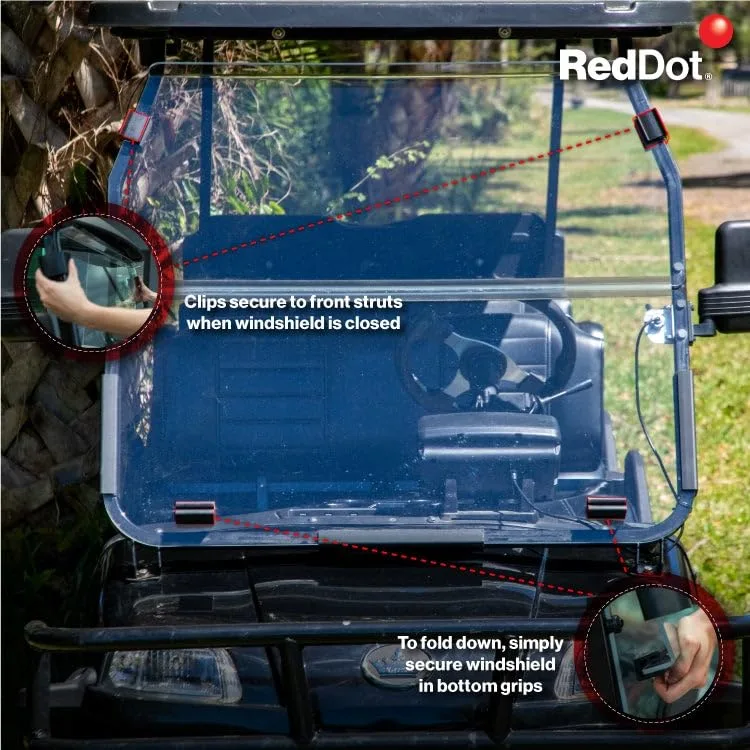 RED DOT Folding Windshield for Evolution D5 Golf Carts image 4
