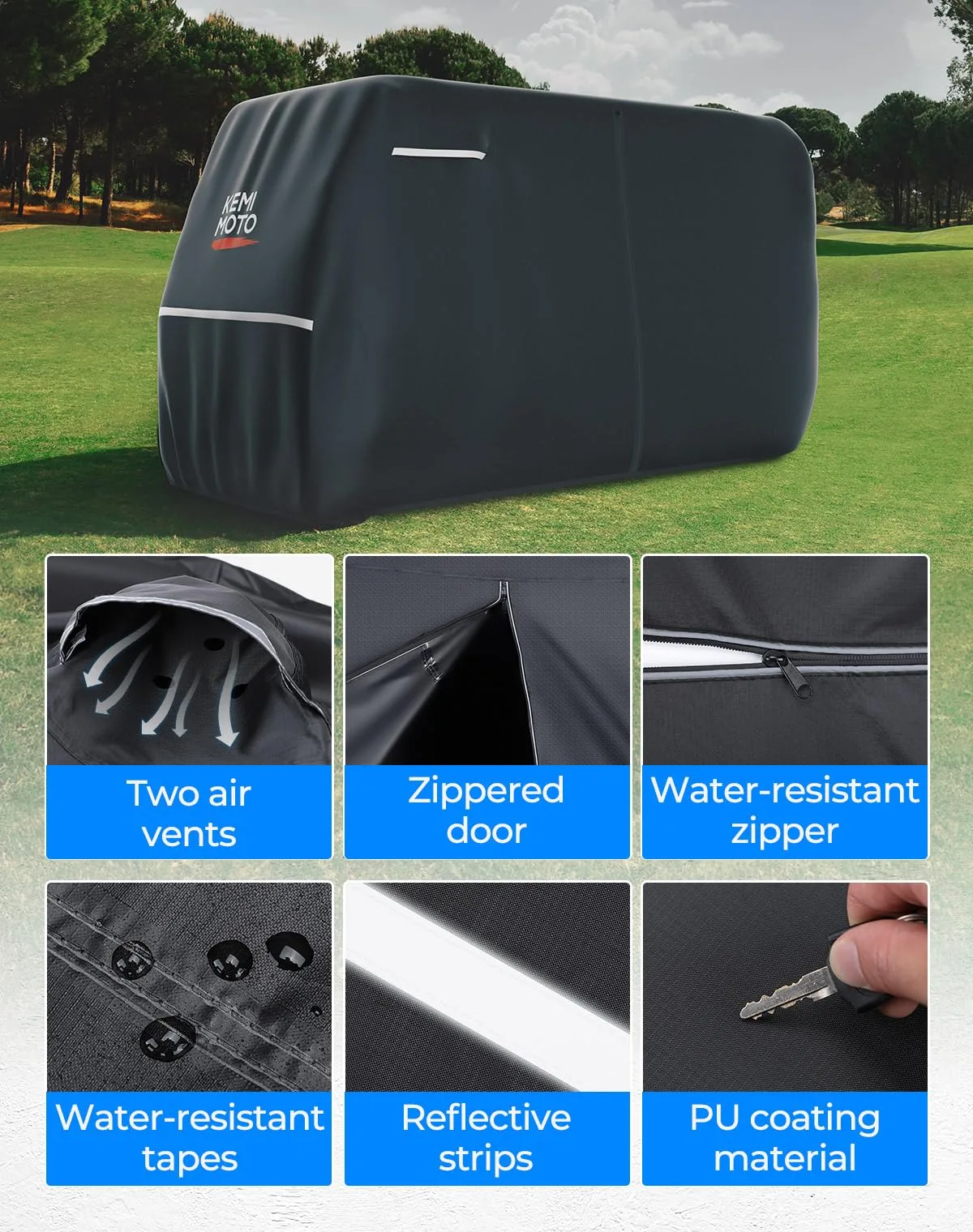 KEMIMOTO 6-Passenger Golf Cart Cover B1406-06003-BKcover image 4