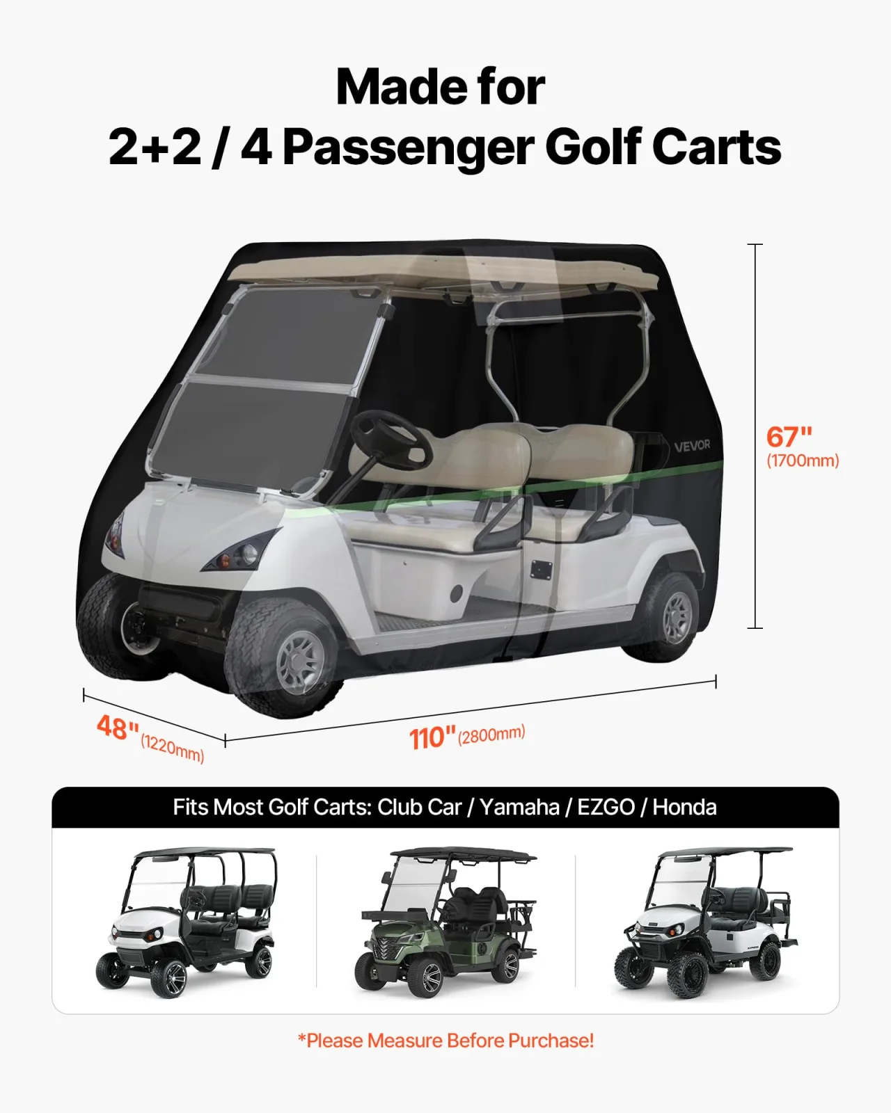 VEVOR 2+2/4 Passenger Golf Cart Cover image 2