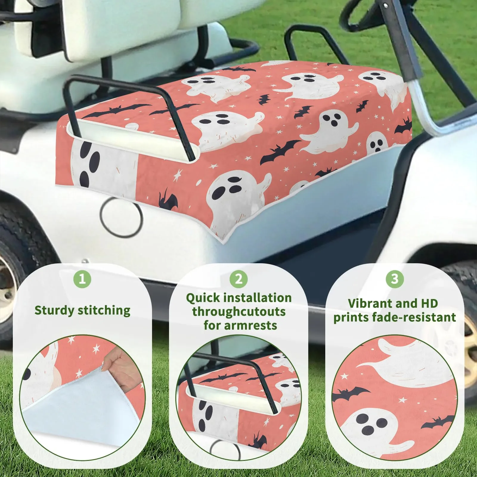 Tiveruda Halloween Ghost Golf Cart Seat Cover 51 x 31 in image 3