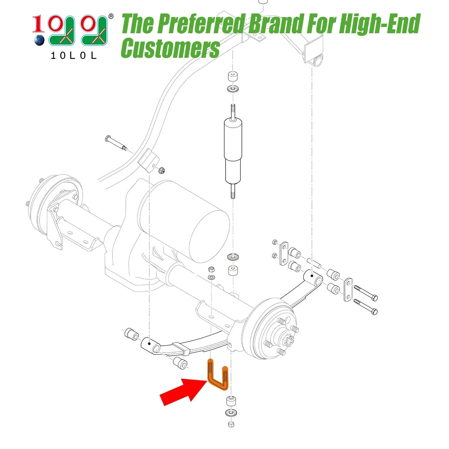 10L0L Rear Leaf Spring U-Bolt Set for E-Z-GO TXT image 2