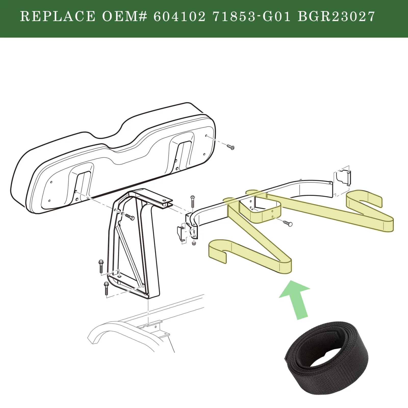 Golf Cart Bag Rack Retainer Strap for E-Z-GO TXT and RXV image 2