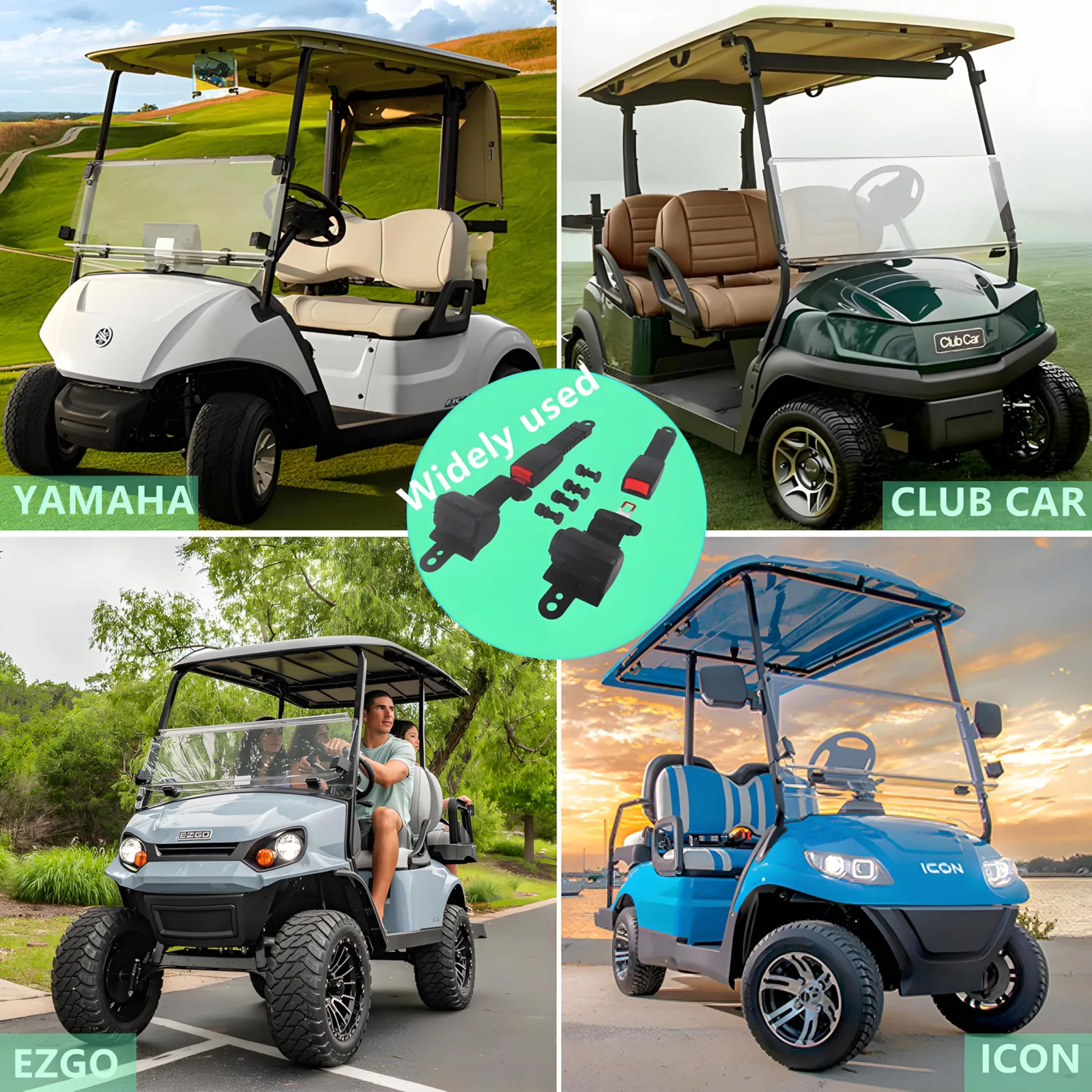 HKOO Retractable Golf Cart Seat Belts for E-Z-GO, Yamaha & Club Car image 2