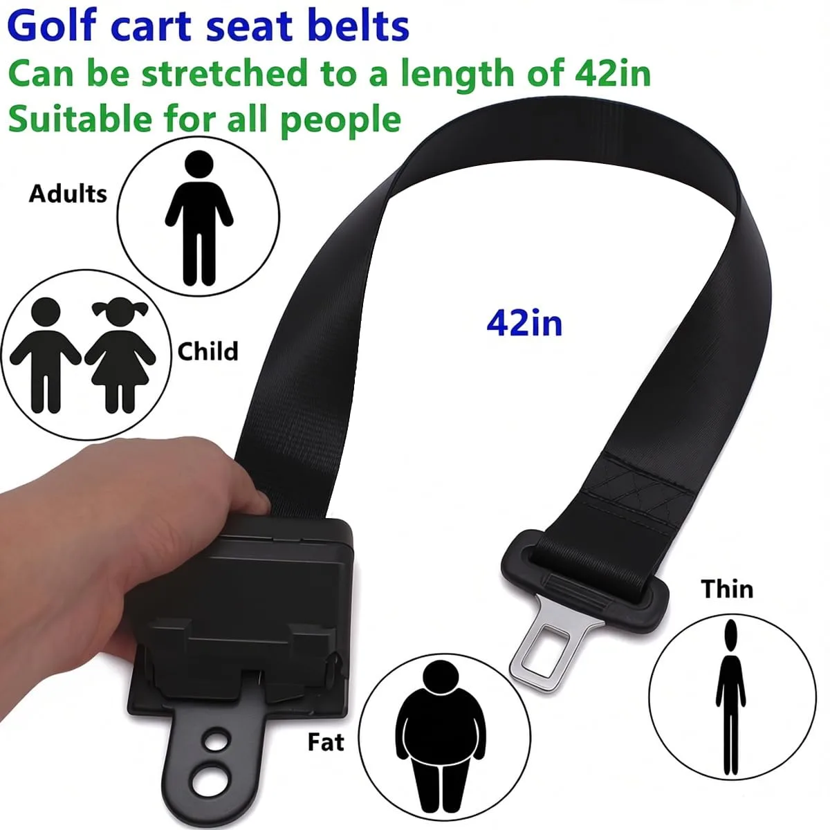 HKOO Retractable Golf Cart Seat Belts for E-Z-GO, Yamaha & Club Car image 4