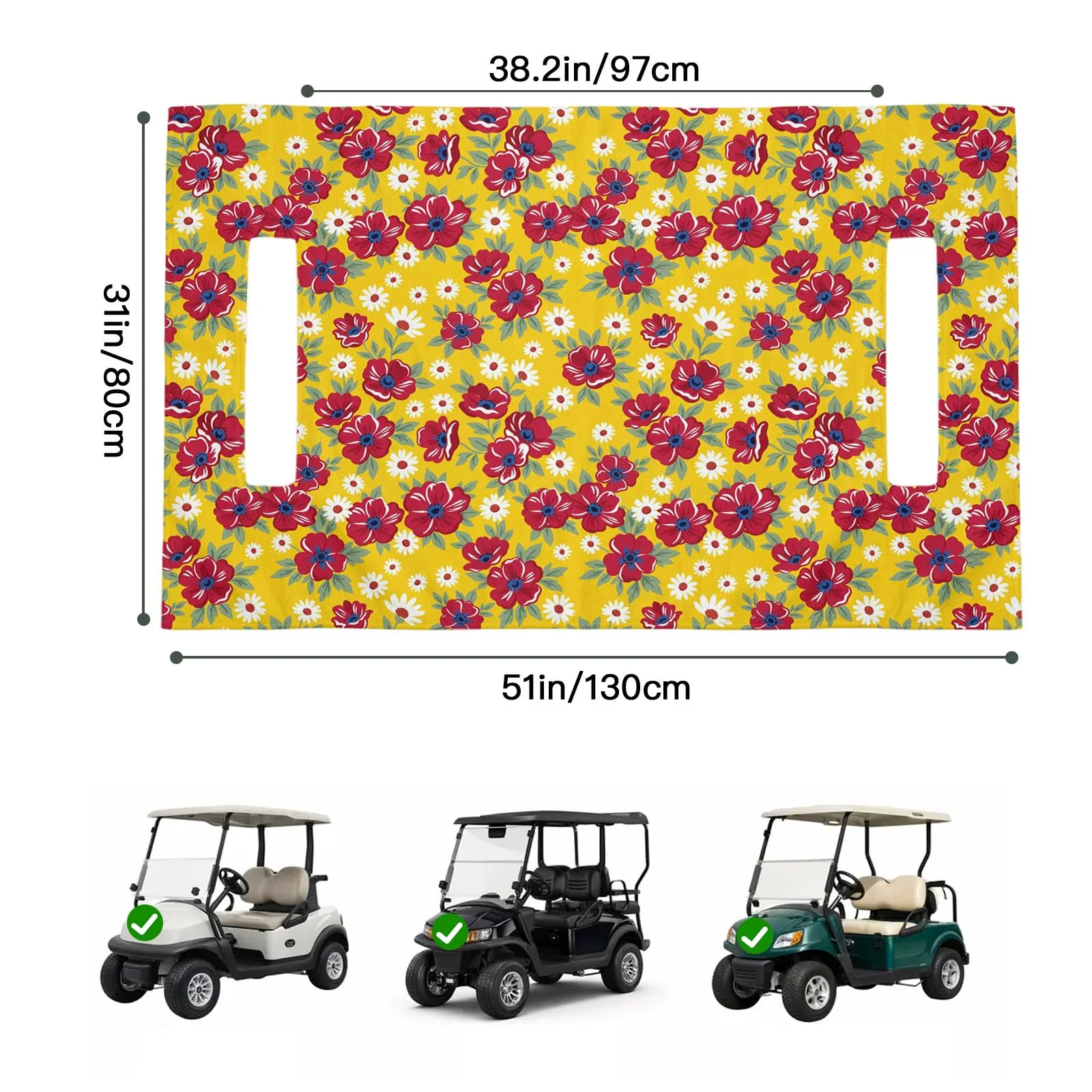 Trosturdspn Golf Cart Seat Cover, 51 x 31-Inch Floral Towel image 2