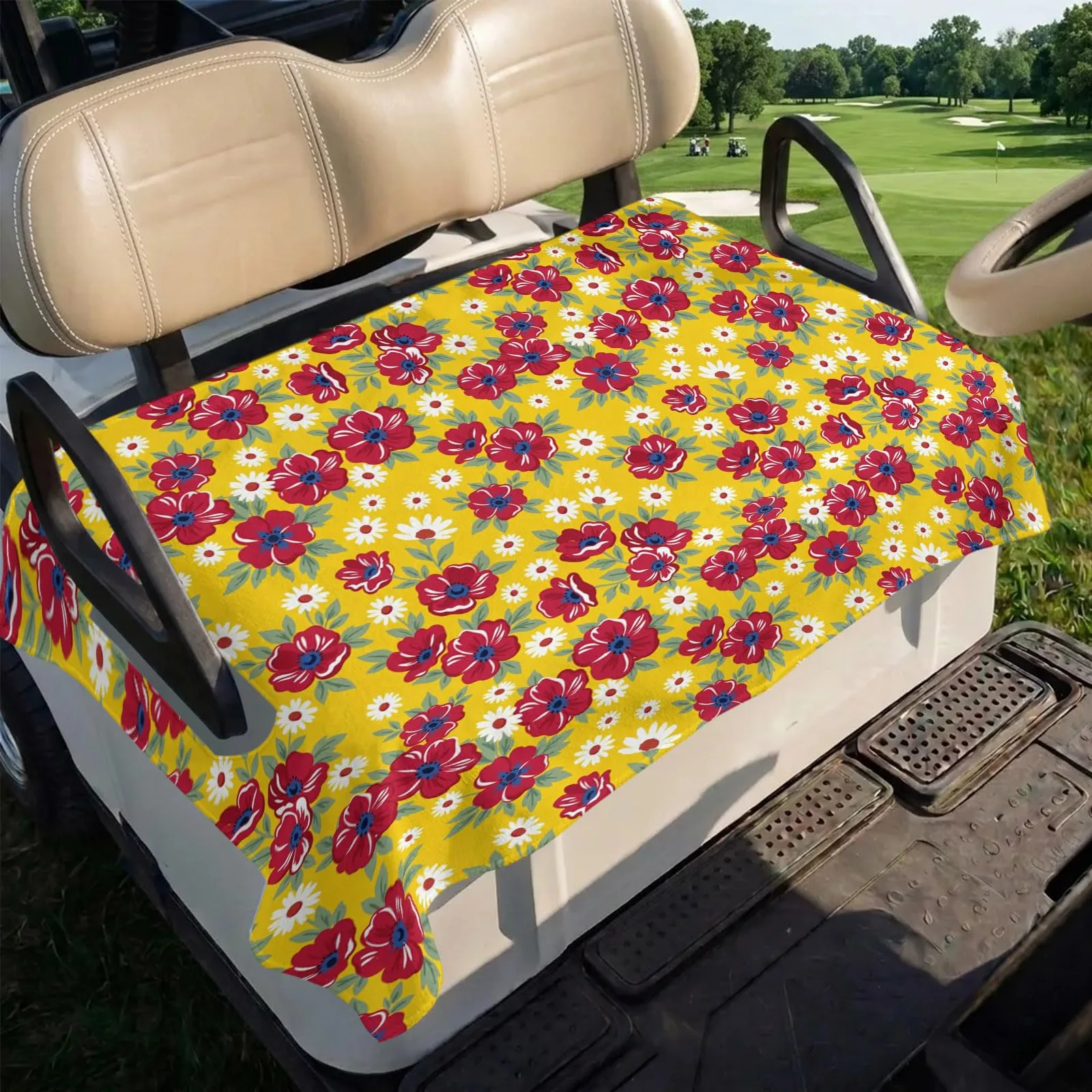 Trosturdspn Golf Cart Seat Cover, 51 x 31-Inch Floral Towel image 4