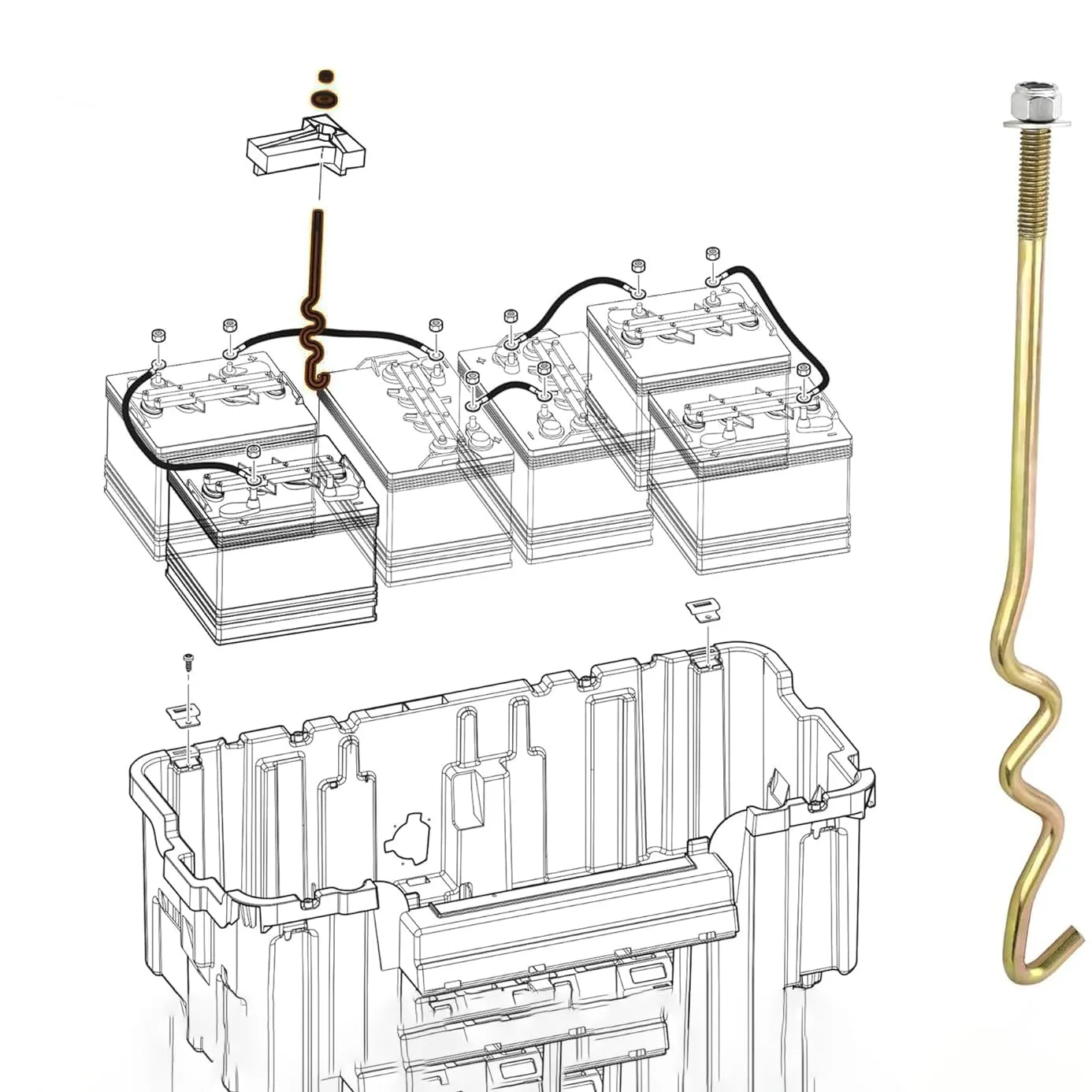 BeAcc Battery Hold-Down Rod for Club Car Precedent image 4