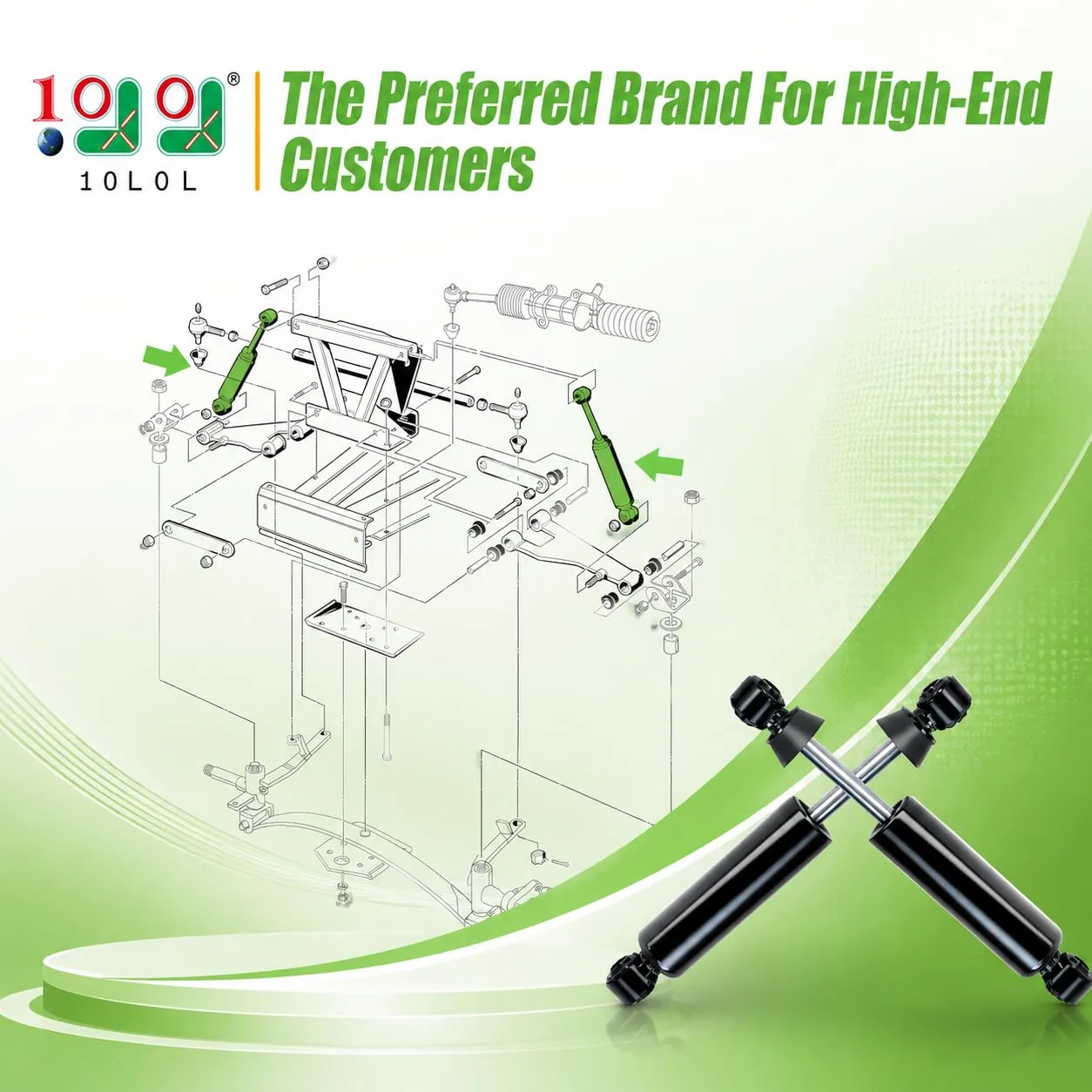10L0L Front Shocks for Club Car DS & Precedent image 2
