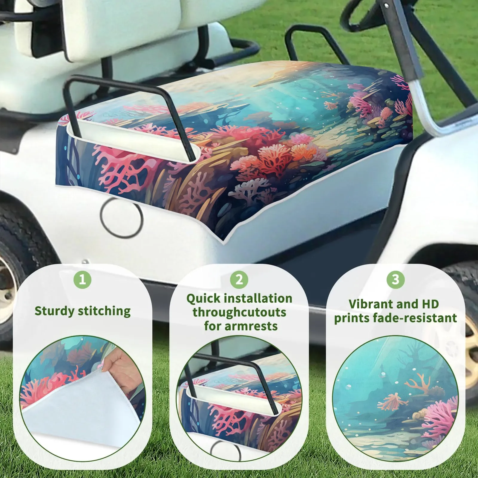Tiveruda Golf Cart Seat Cover for Double Seats image 3