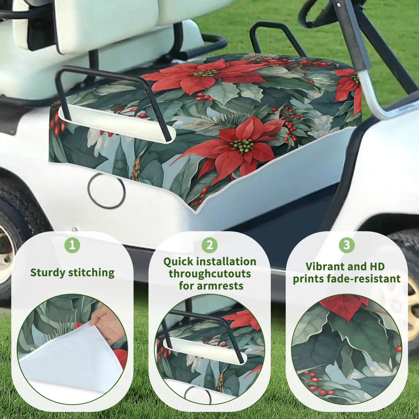Tiveruda Christmas Lily Golf Cart Seat Cover 51 x 31 in image 3