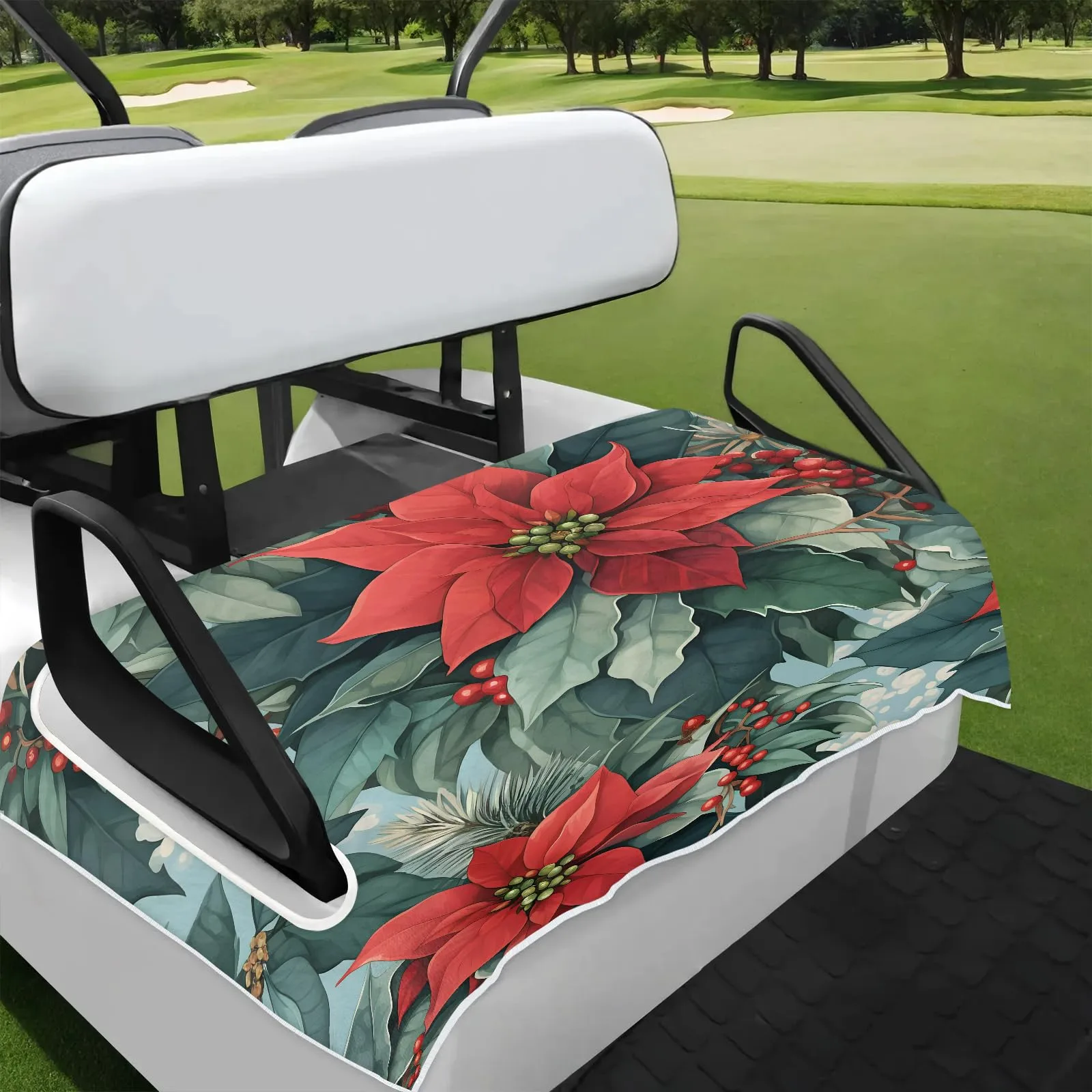 Tiveruda Christmas Lily Golf Cart Seat Cover 51 x 31 in