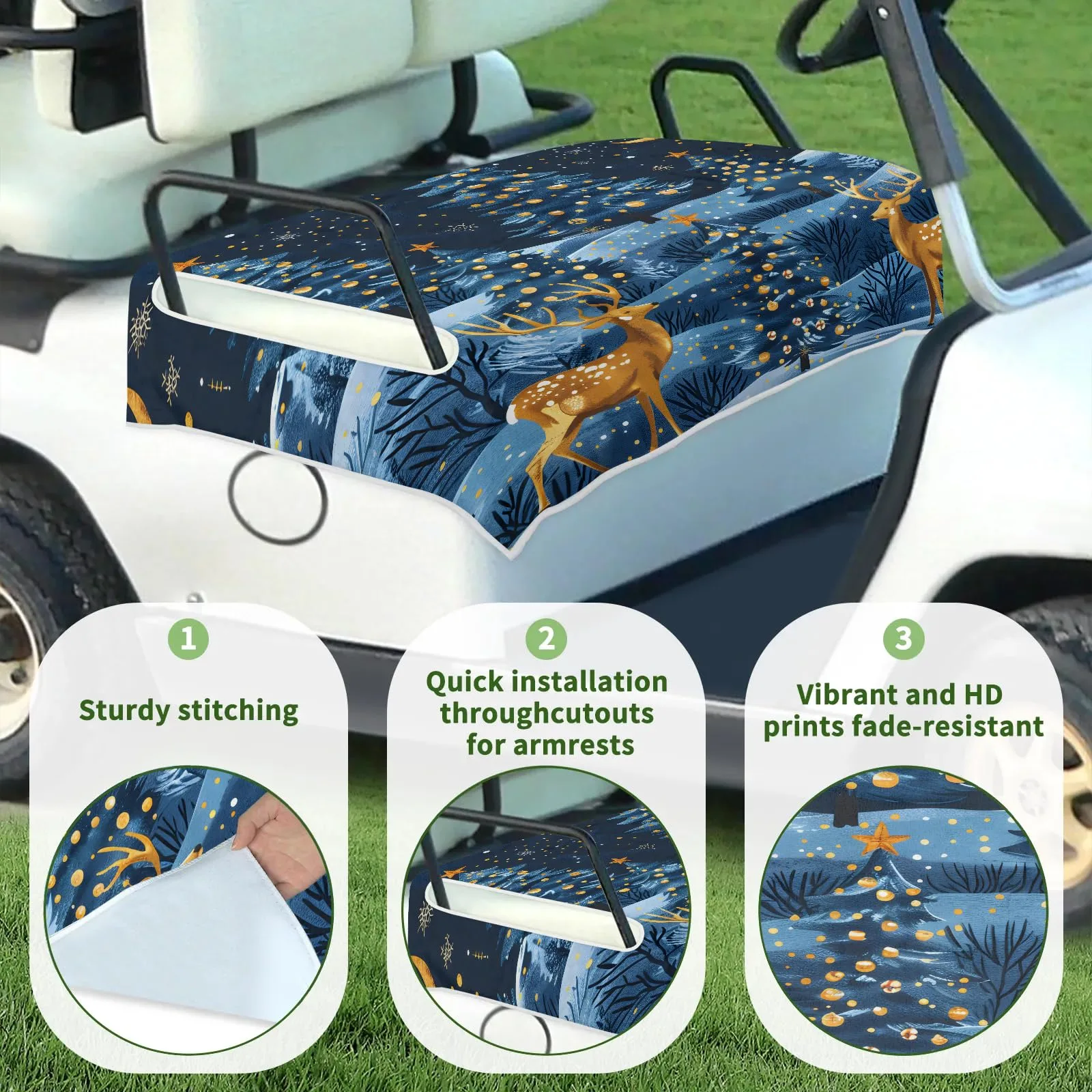 Tiveruda Golf Cart Seat Cover for Double Seats, 51 x 31 in. image 3