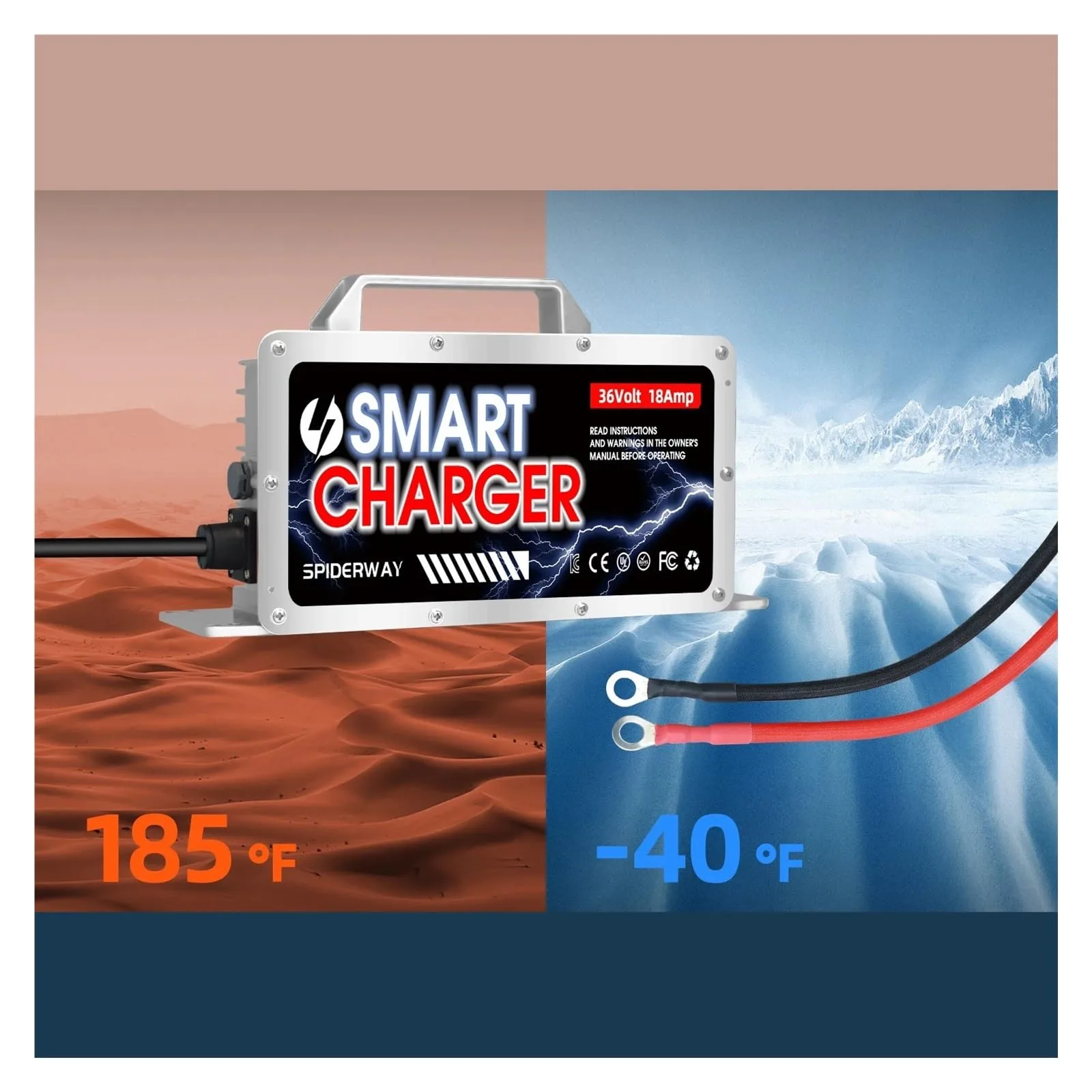 dzltyx 36V 18A On-Board Golf Cart Charger with O-Ring Terminals image 3