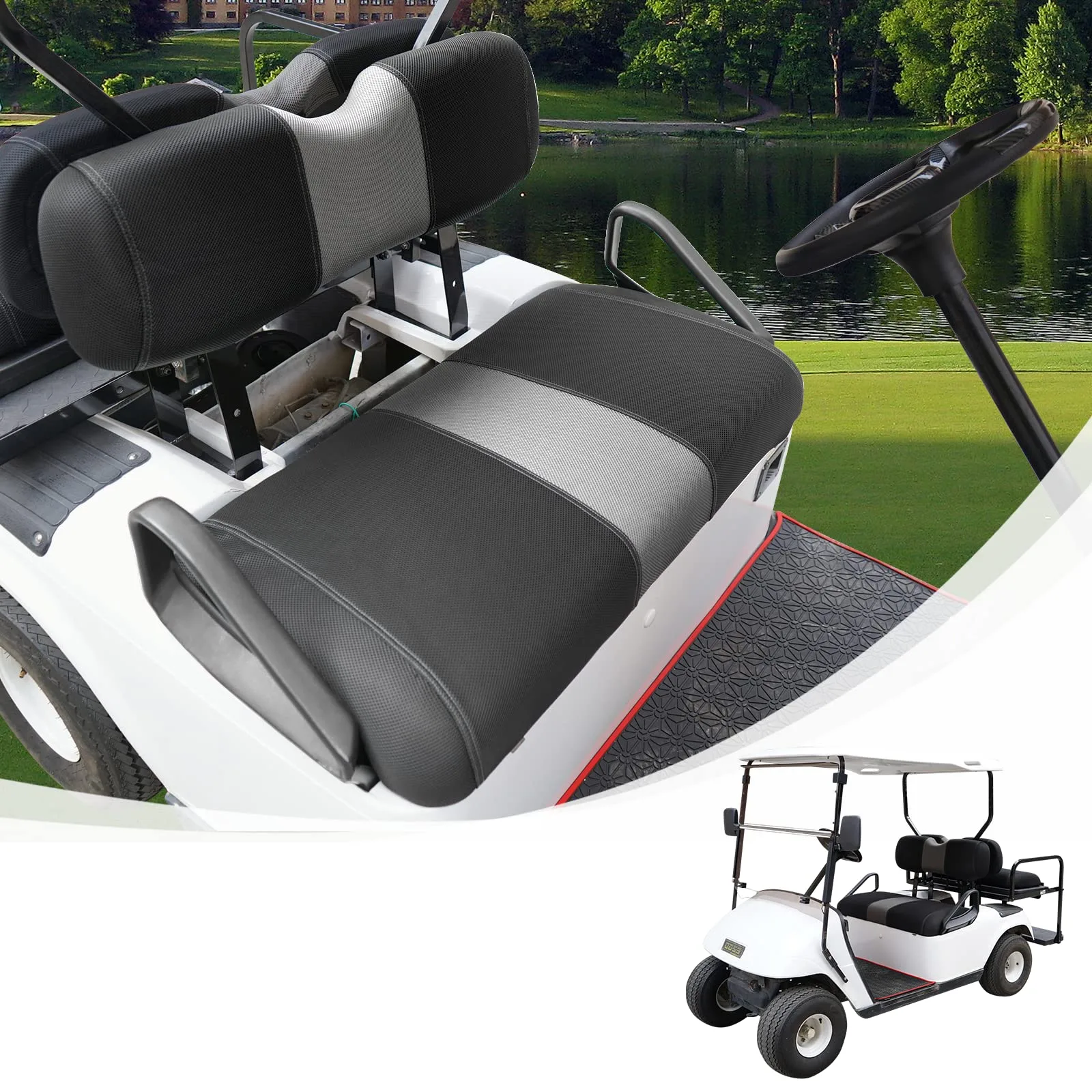 SAMXOMAP Golf Cart Front Seat Covers, Black and Gray image 2