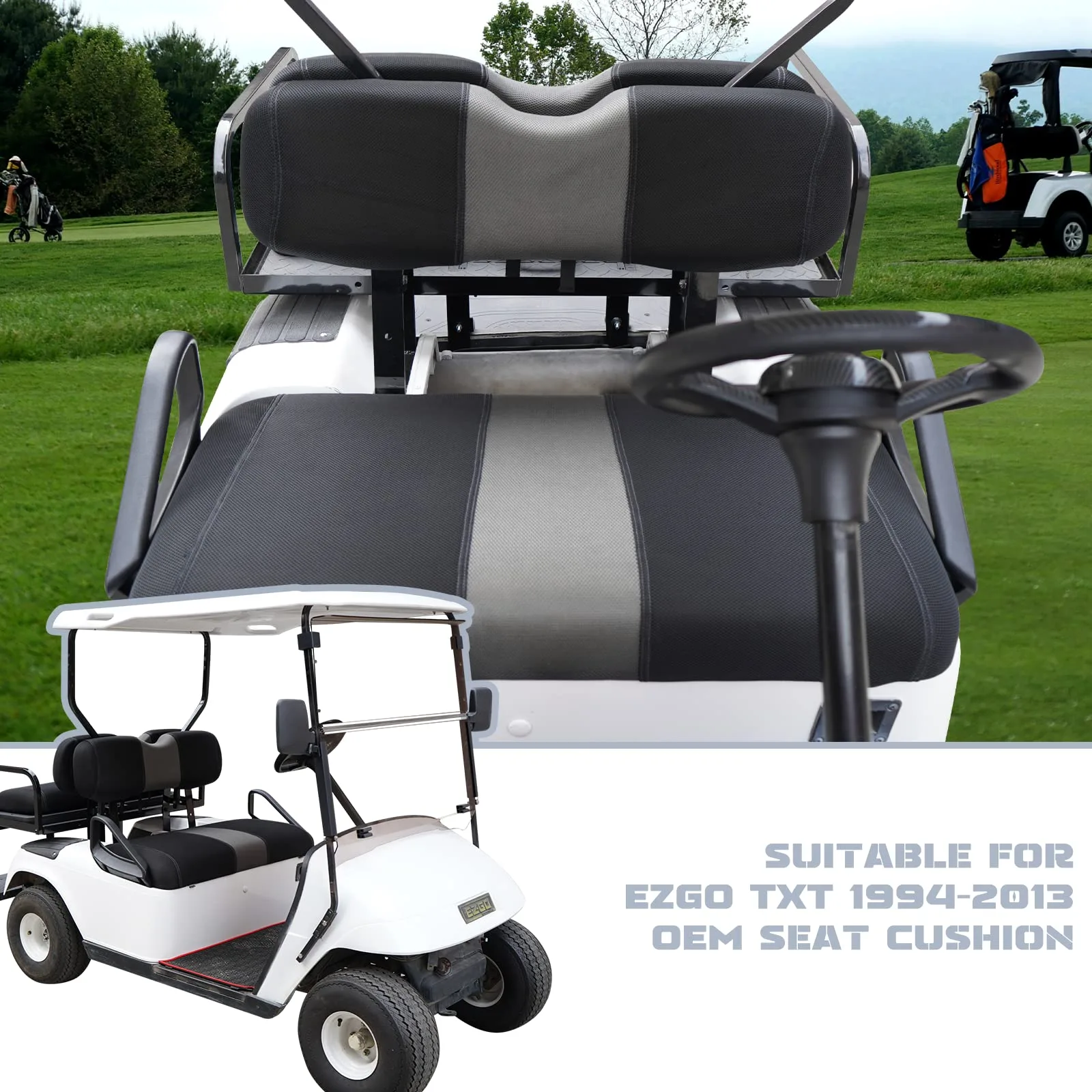 SAMXOMAP Golf Cart Front Seat Covers, Black and Gray image 4