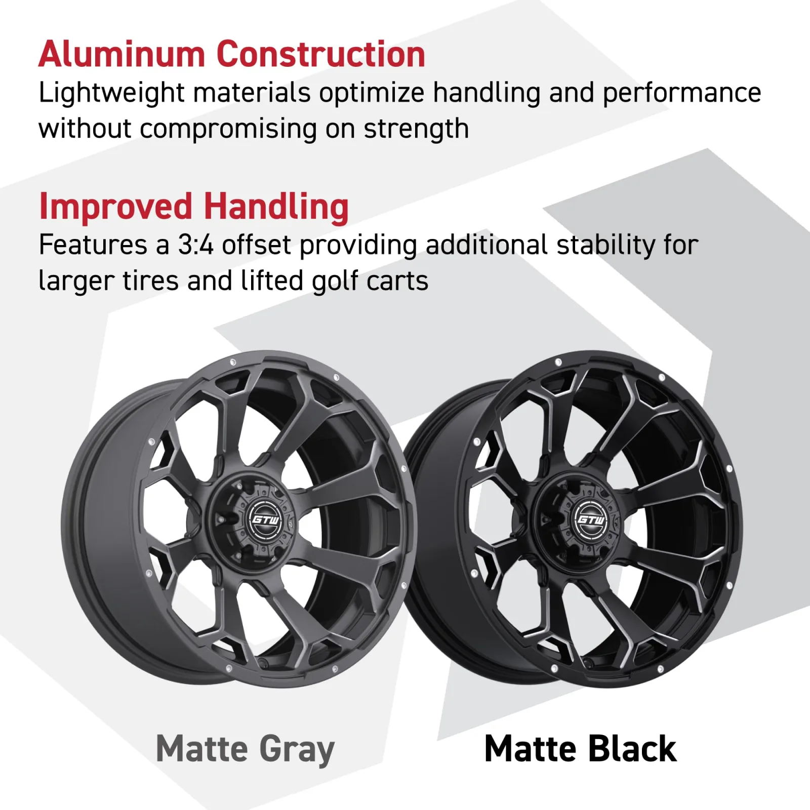 GTW Raven 15x7 Matte Gray Golf Cart Wheel Set image 2