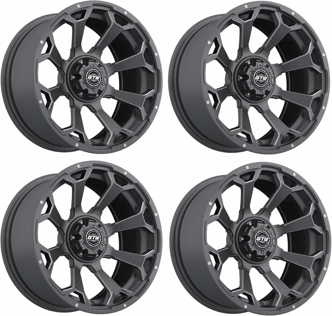 GTW Raven 15x7 Matte Gray Golf Cart Wheel Set