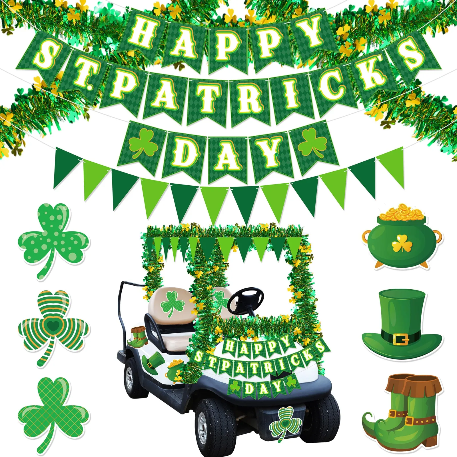 POSLIUE St. Patrick's Day Golf Cart Decorations Kit — 717089664435