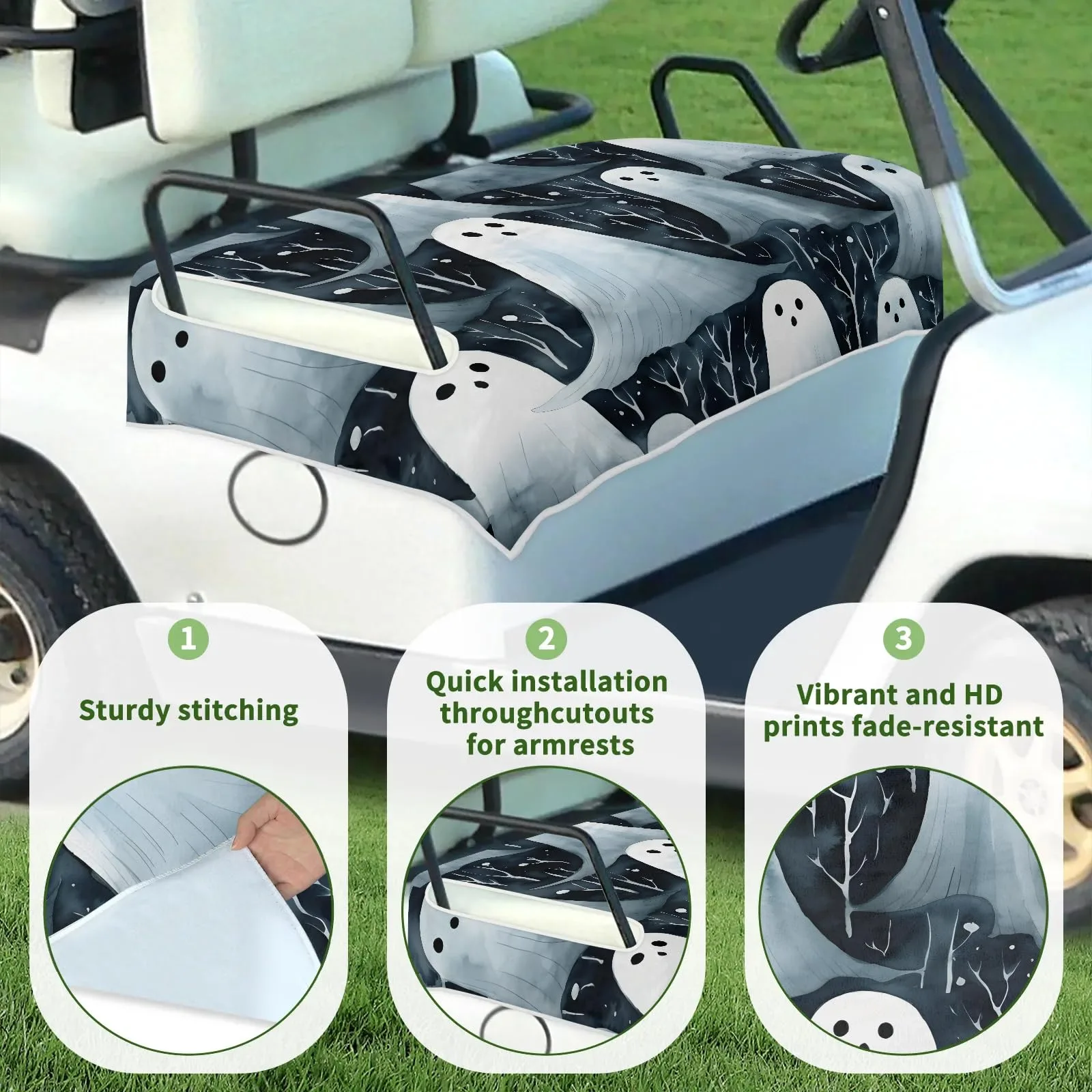 Tiveruda Ghost Halloween Golf Cart Seat Cover 51 x 31 image 3