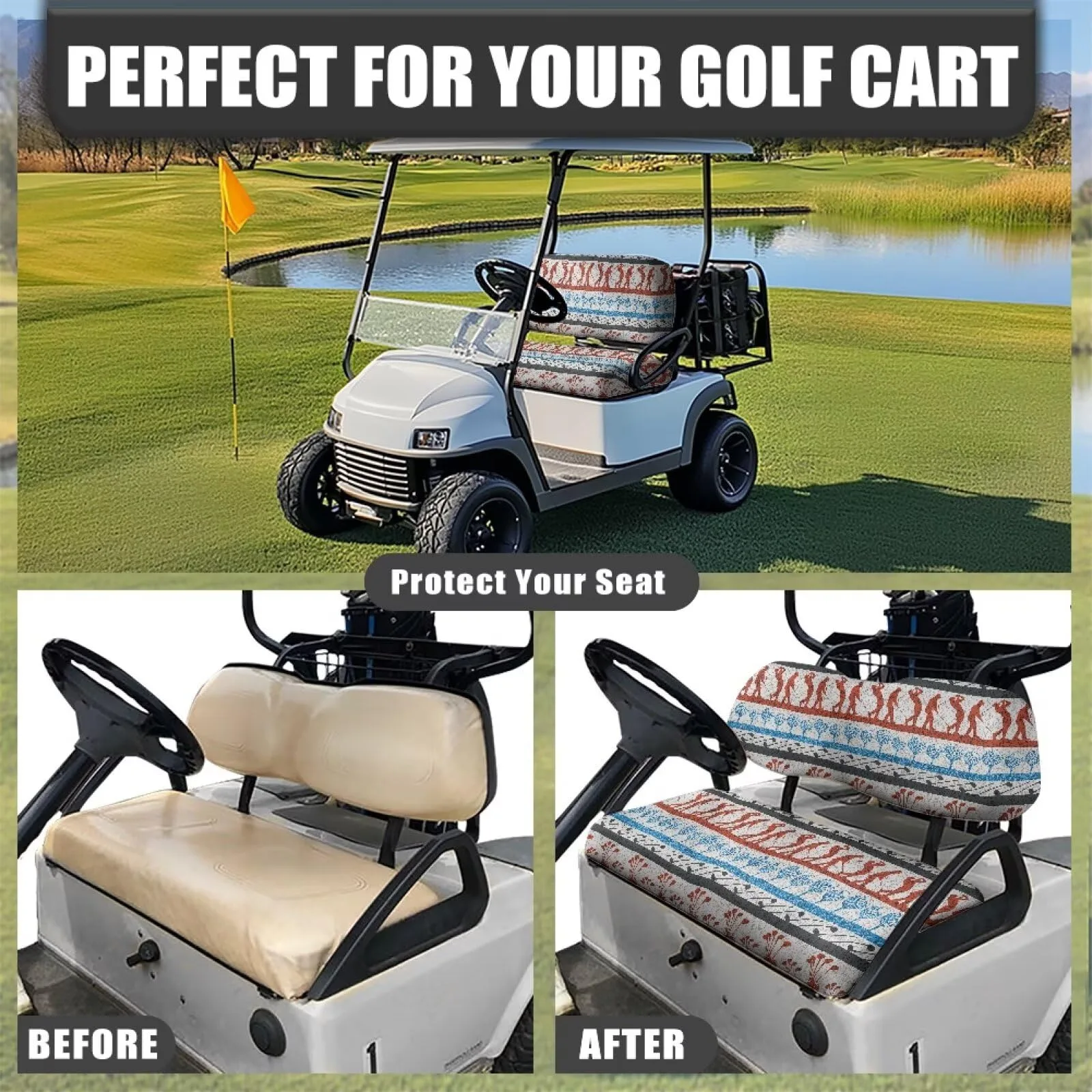Quidrwyo Golf Cart Seat Cover Set for Club Car, Red image 4