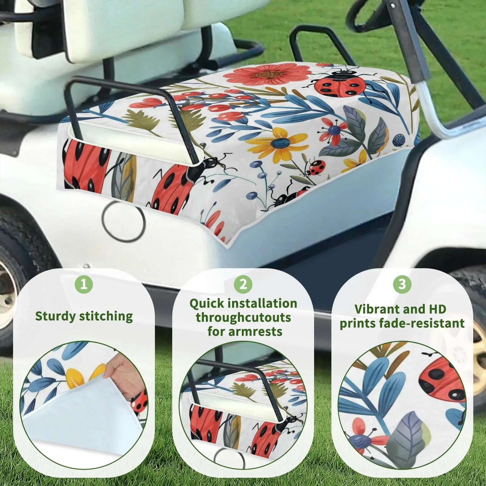 Tiveruda Floral Wildflower Golf Cart Seat Cover image 3