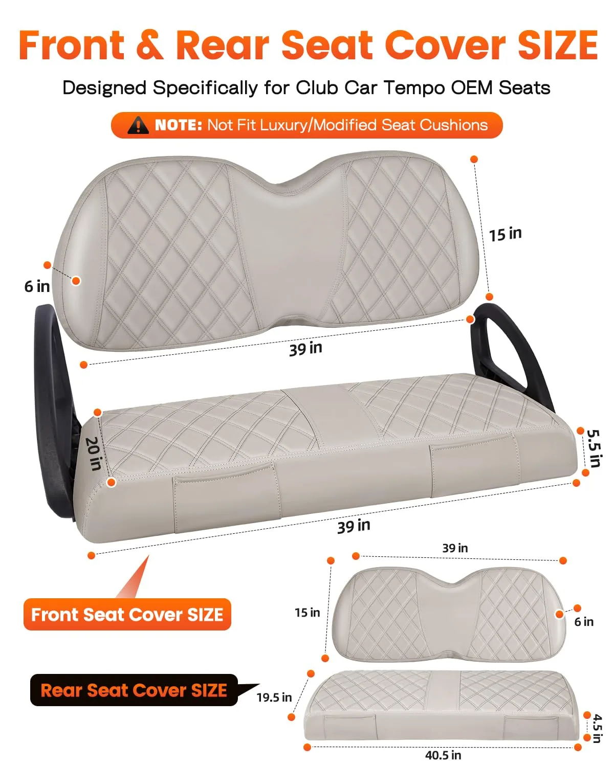 SANXIACAR Club Car Tempo Front & Rear Seat Covers image 2