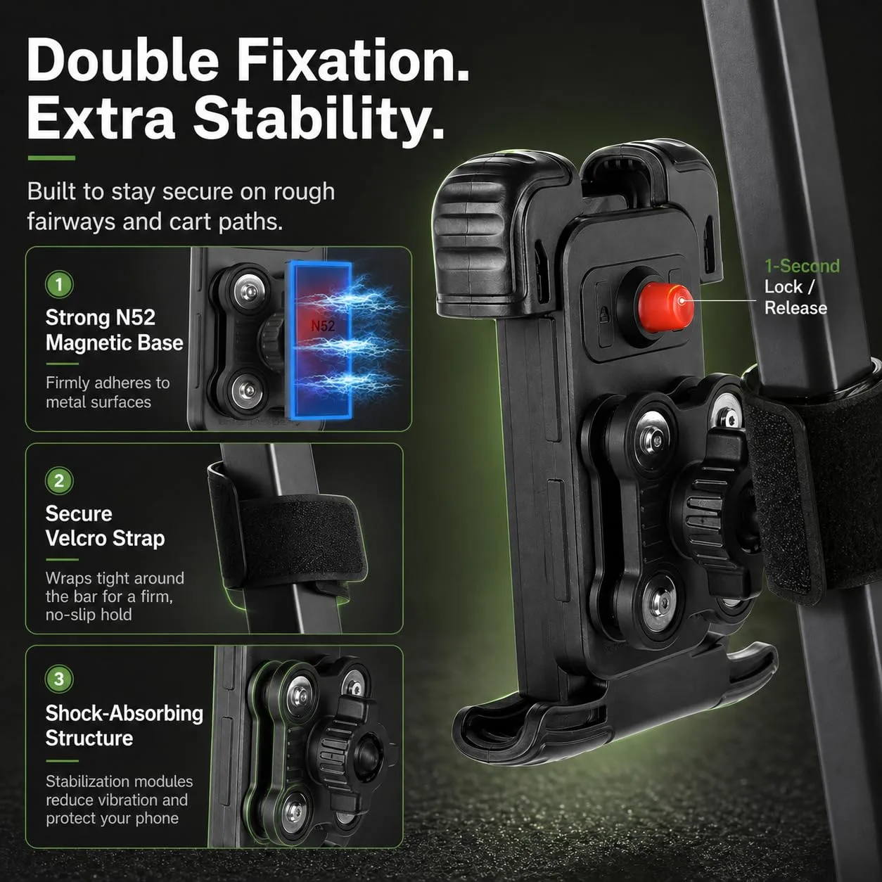 RIZINKART Magnetic Golf Cart Phone Holder, 360° Rotation image 4