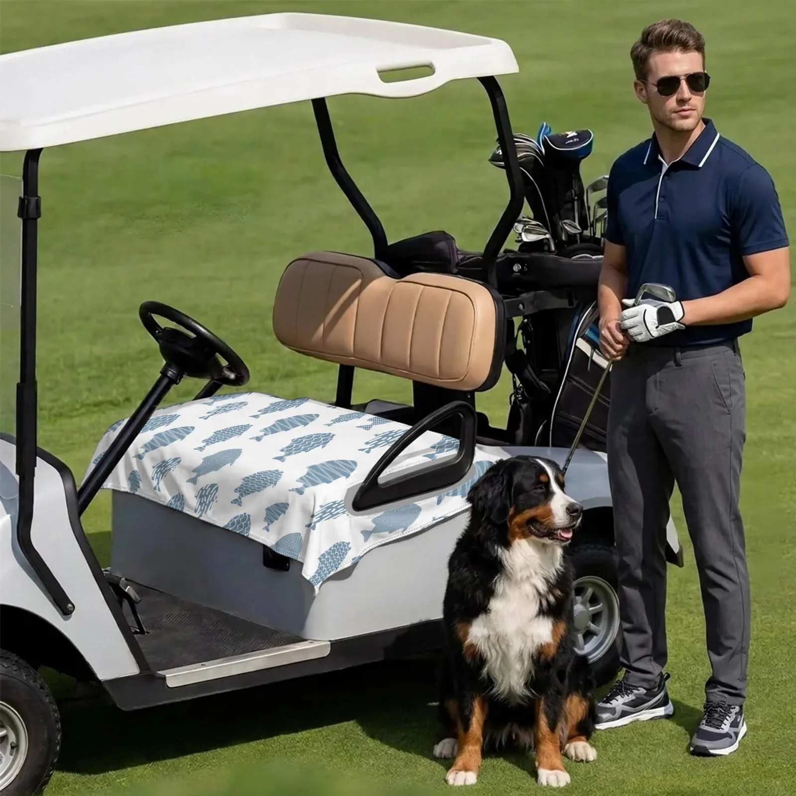 DecorLovee Golf Cart Seat Cover, Blue, 51 x 31 Inch image 3