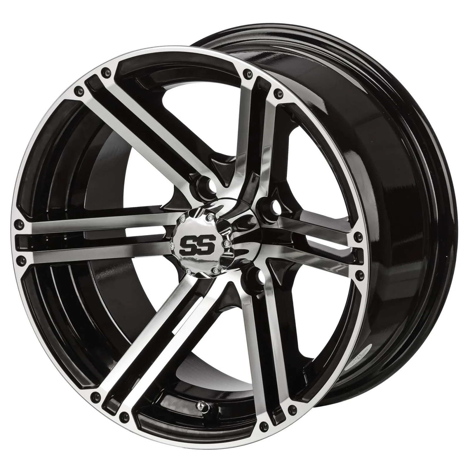 RM Cart 12" Yukon Black & Machined Golf Cart Wheel (12061)