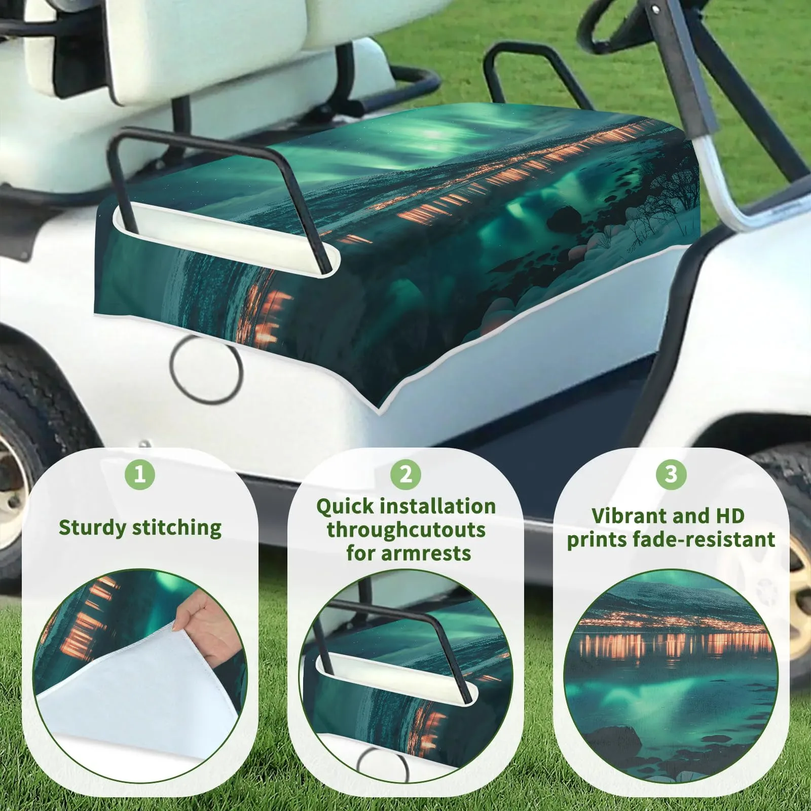 Tiveruda Golf Cart Seat Cover 51" x 31" Polyester Double Seat image 3