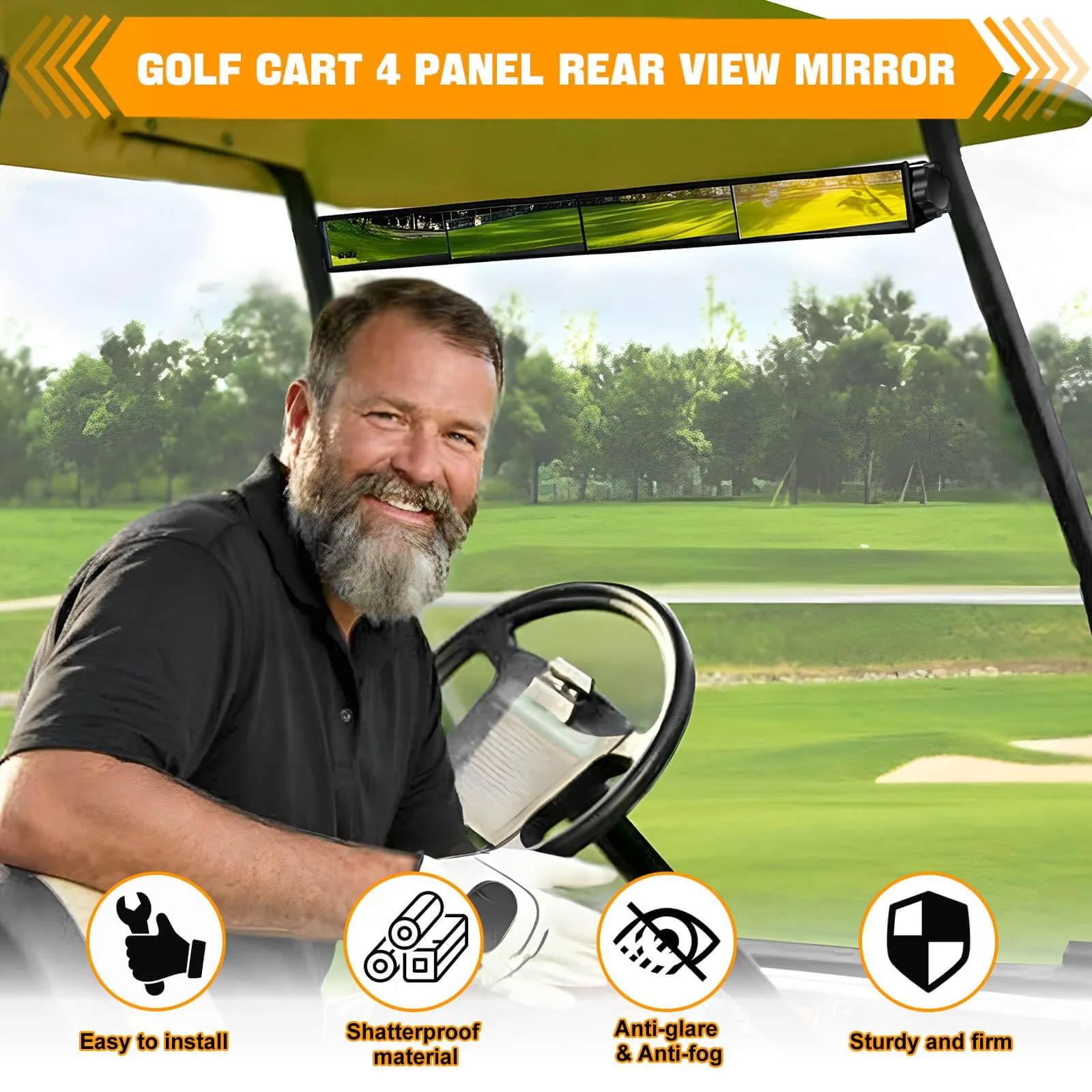 LEAPGOMAX 4-Panel Golf Cart Rear View Mirror image 2