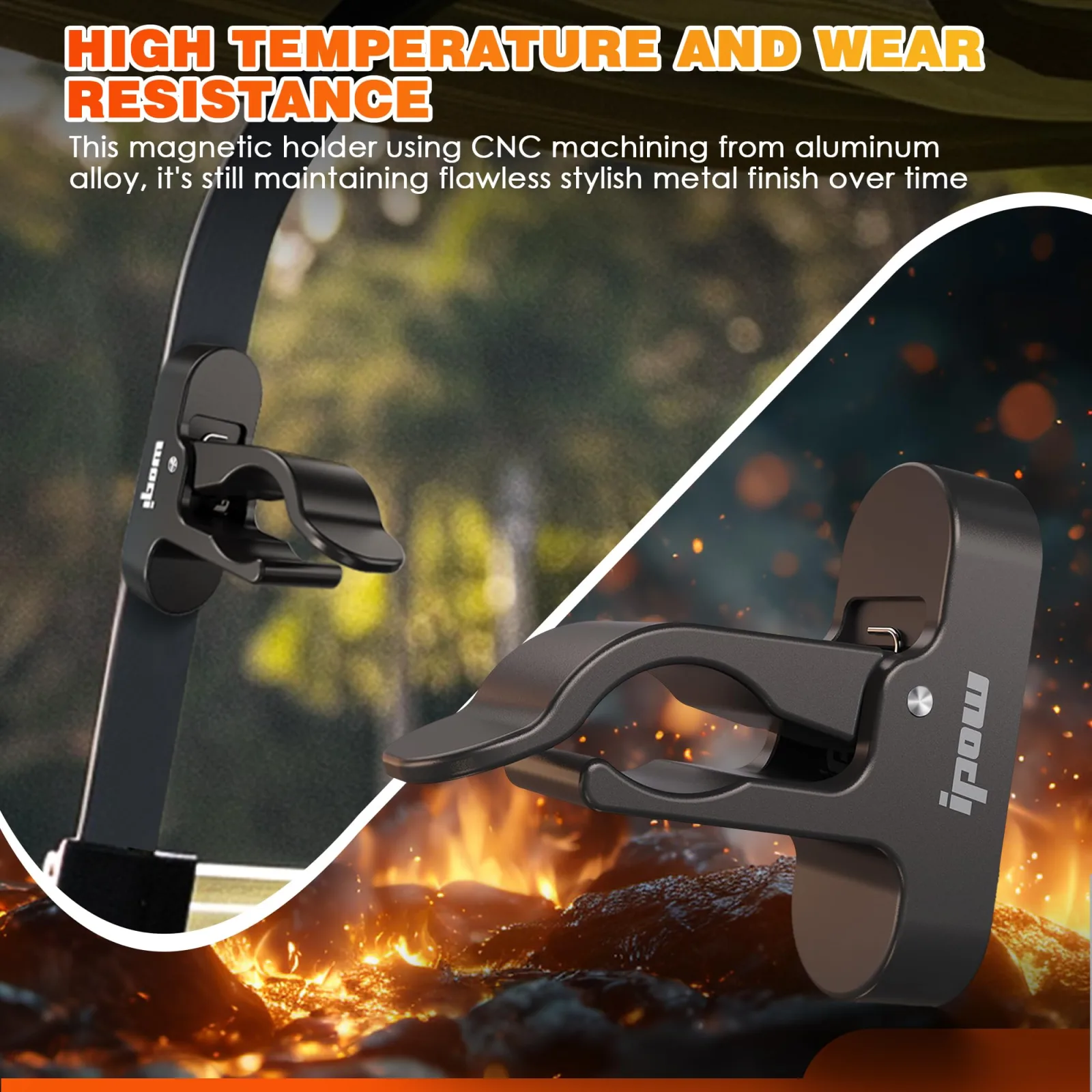 IPOW Magnetic Golf Holder Clip for Golf Cart – Gunmetal Alloy image 4