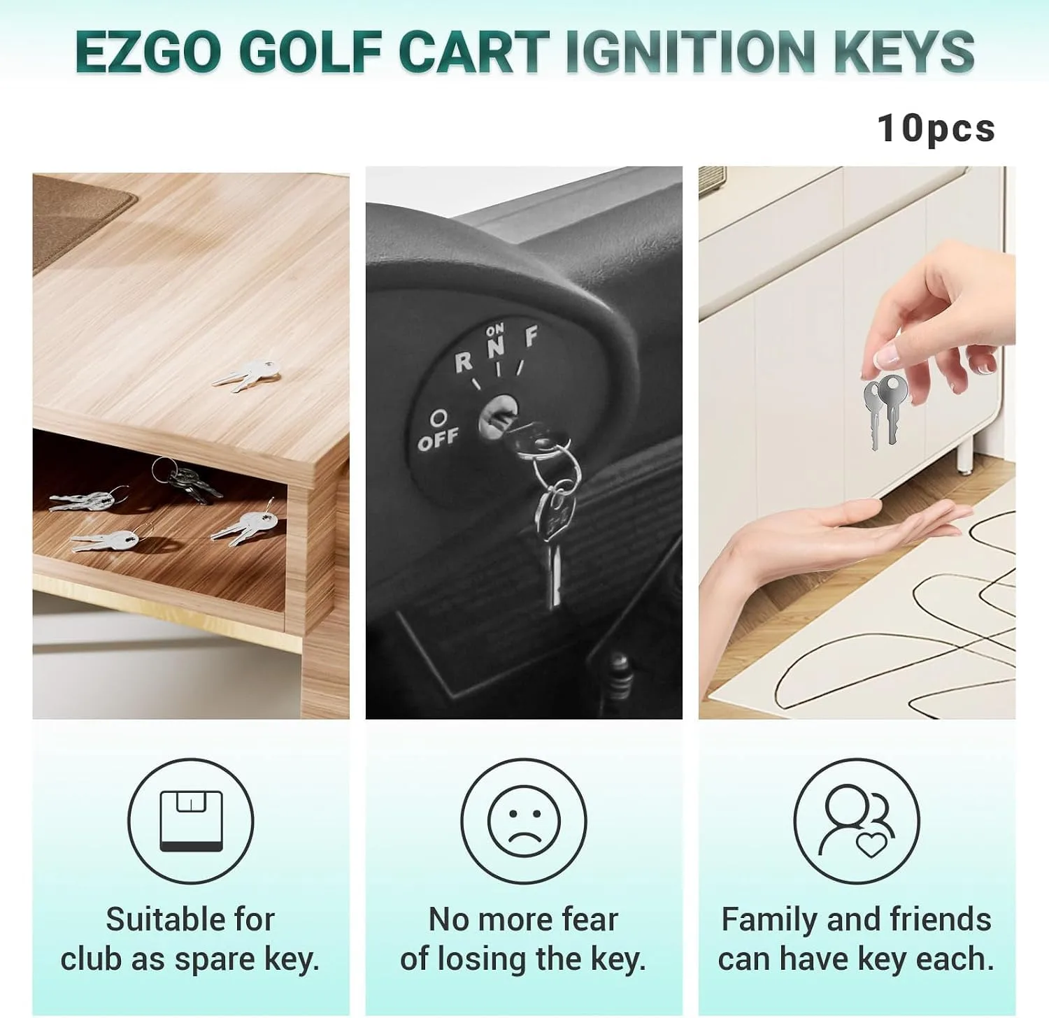 DRIVE UP Ignition Keys for E-Z-GO TXT Golf Cart image 2