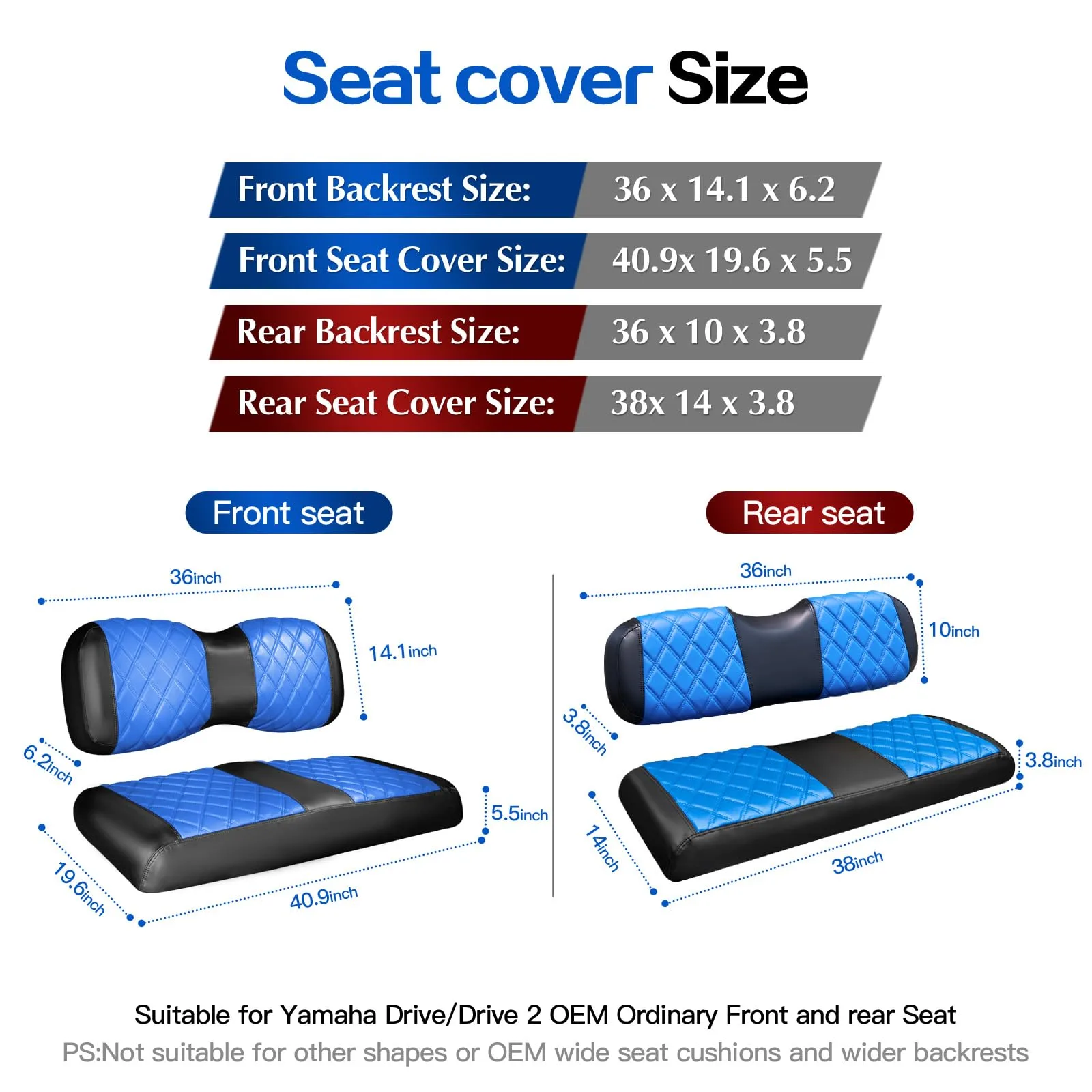 NOKINS Golf Cart Seat Cover Kit for Yamaha Drive/Drive2 image 2