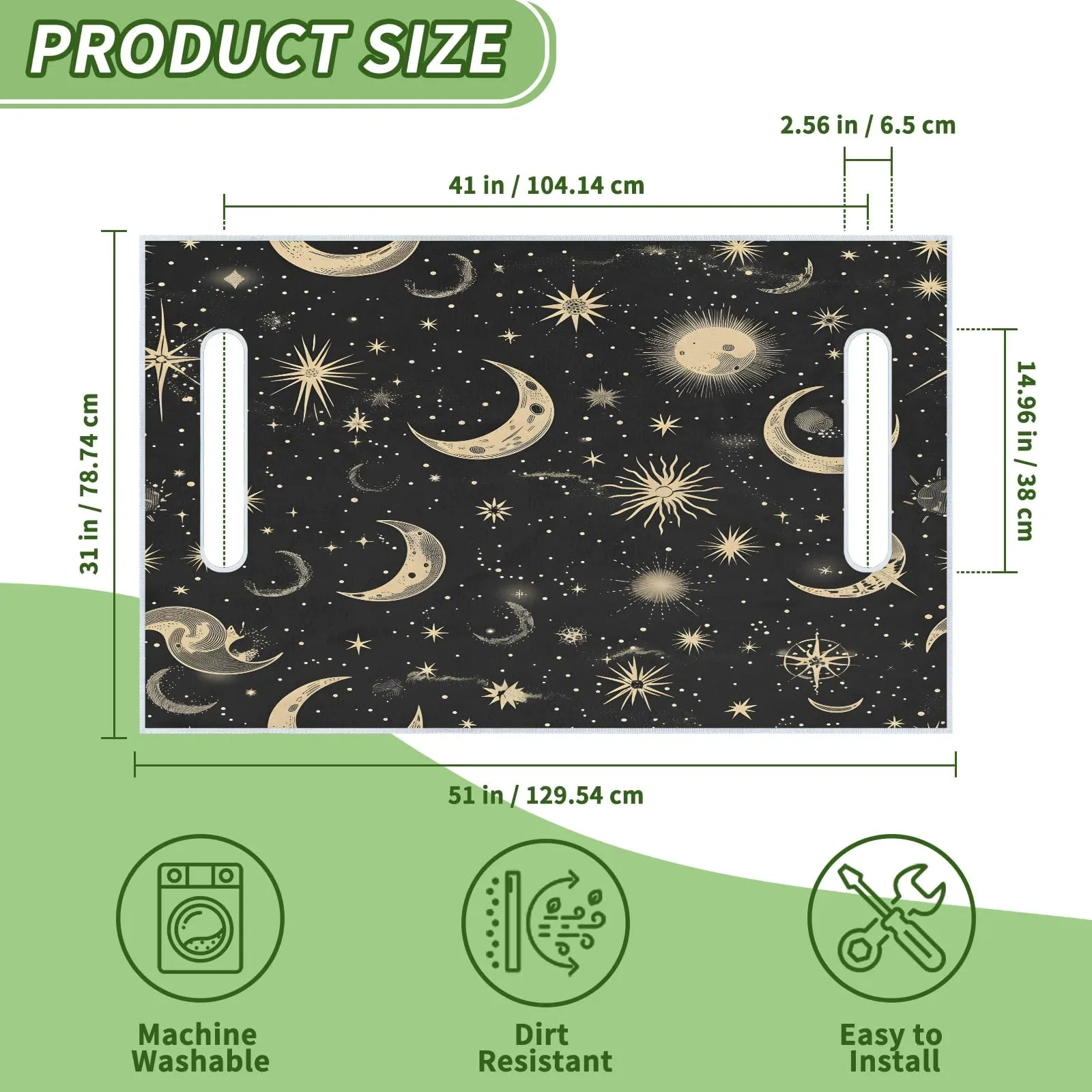 Retro Black Moon Golf Cart Seat Covers Non-Slip Universal Towel Blanket for 2-Person Seats Golf Cart Accessories 51" x 31" image 2