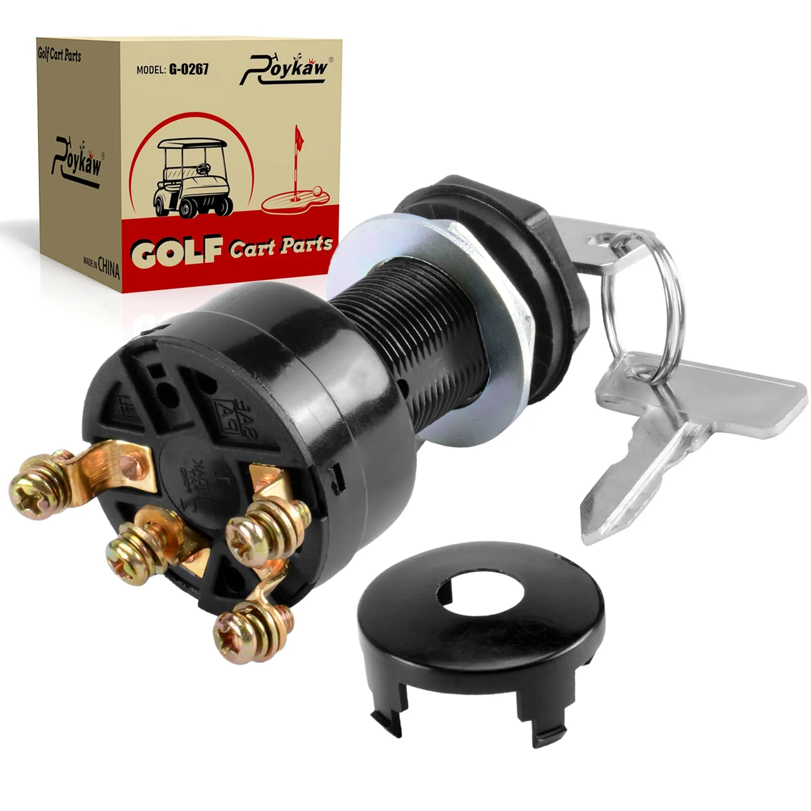 Golf Cart Ignition Switch and Key for Club Car DS 1996-Up Models, Replaces OEM # 101826301, 1012505