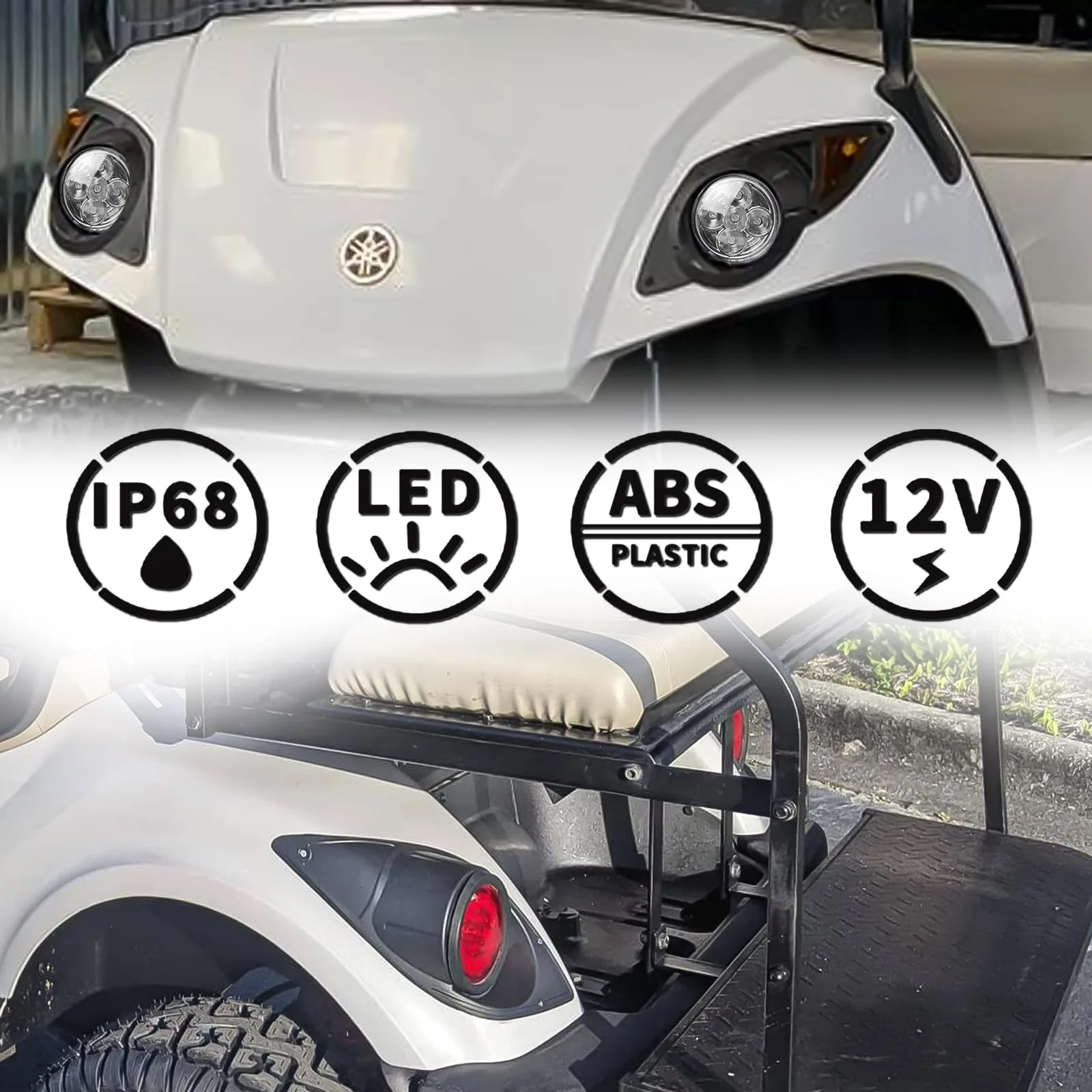 LED Street Legal Head Tail Light Kit For YAMAHA Drive G29 2007-2016 Gas or Electric Golf Cart Driver Side Replace 12V Headlights Rear Light Kit Assembly For YAMAHA image 3