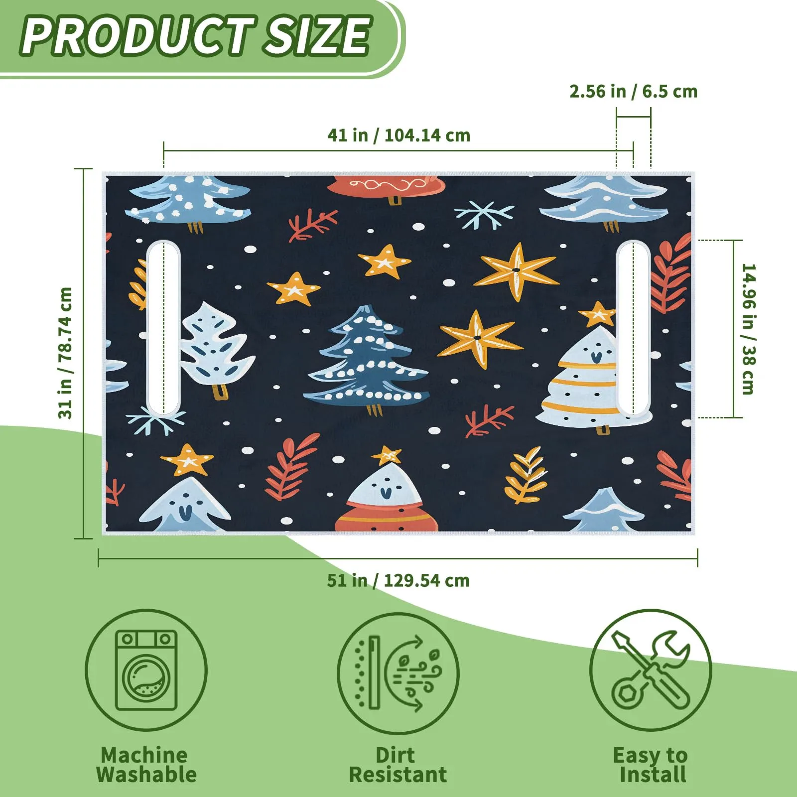 Christmas Star Tree Golf Cart Seat Covers Non-Slip Universal Towel Blanket for 2-Person Seats Golf Cart Accessories 51" x 31" image 2