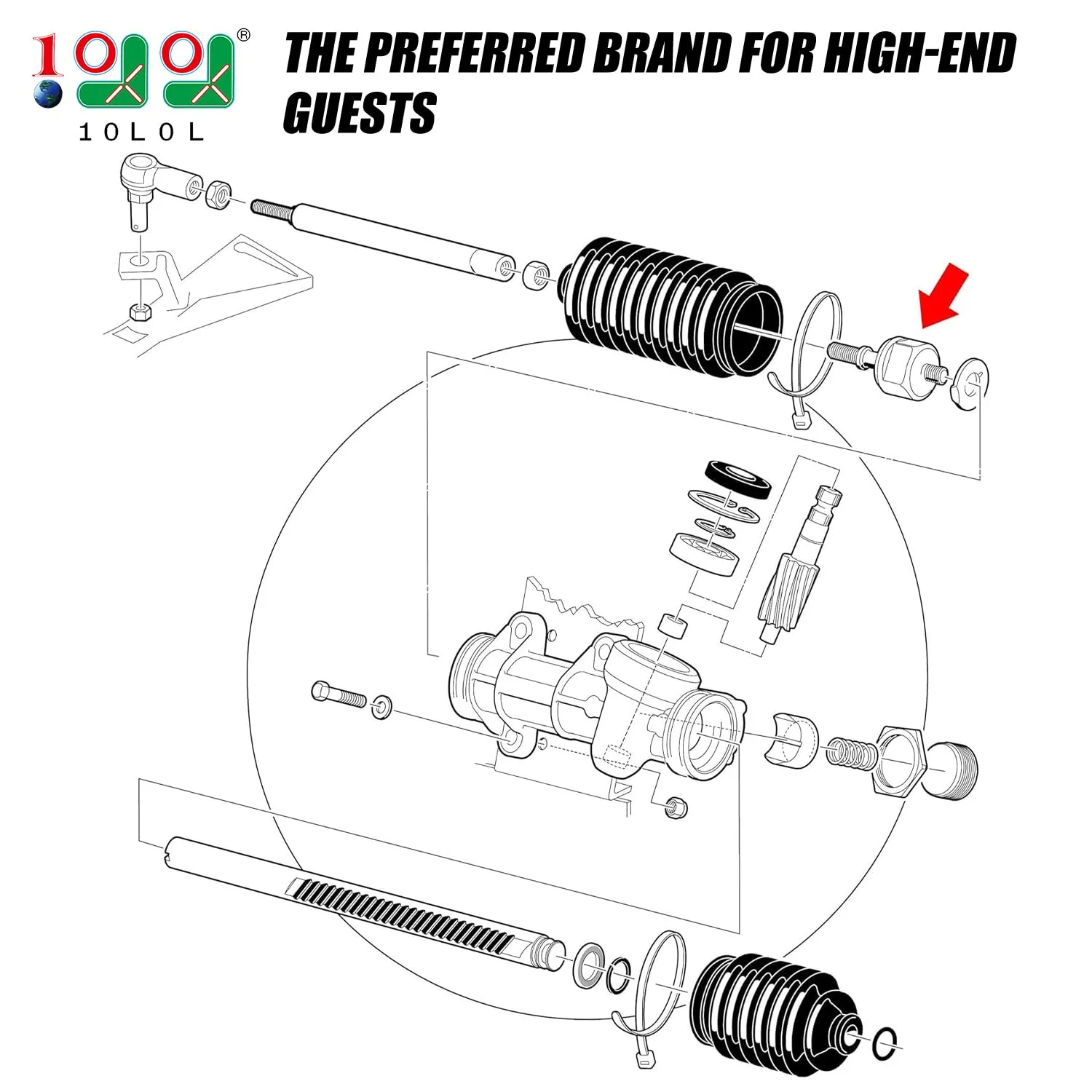 10L0L Golf Cart Inner Steering Ball Joint Assembly image 2