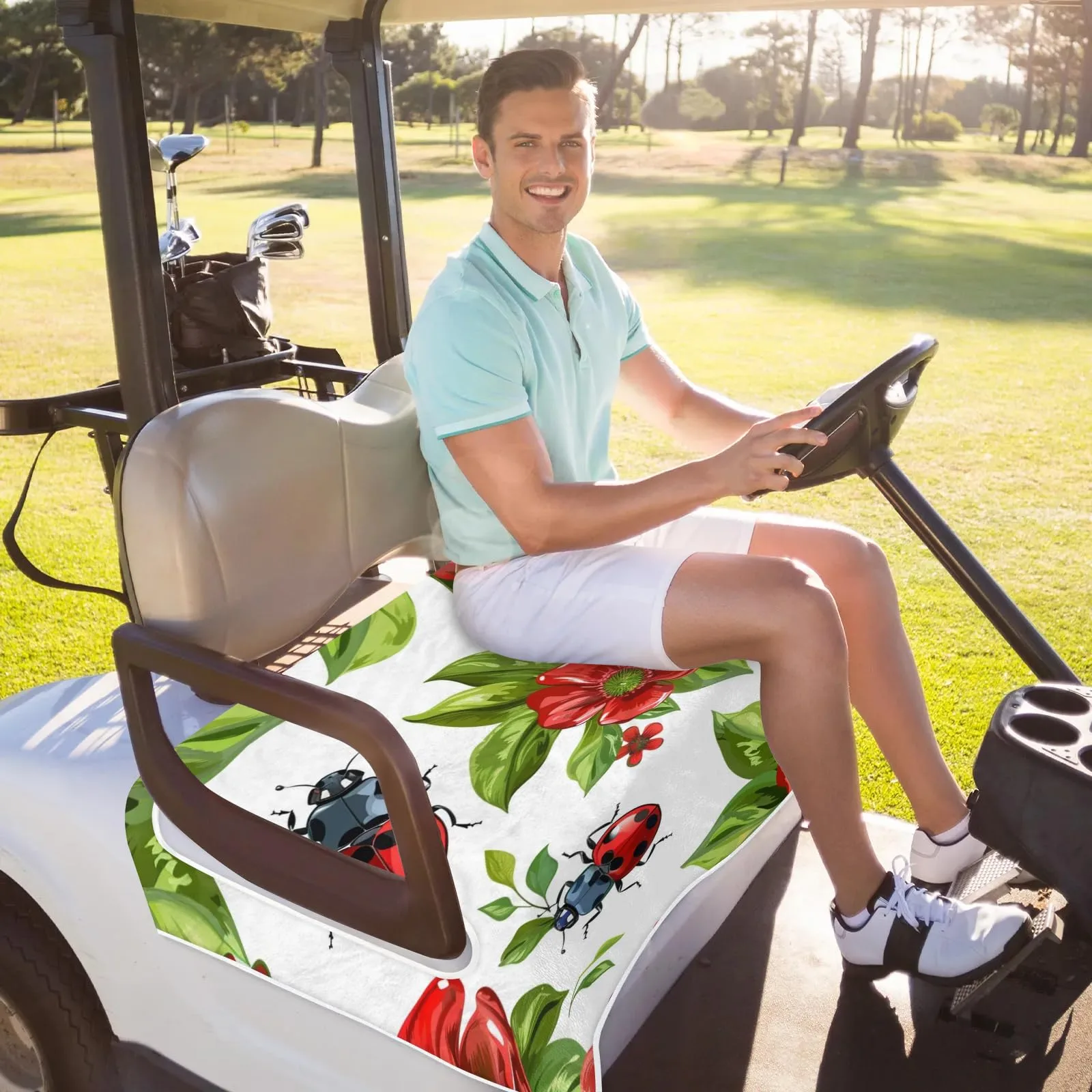 Tiveruda Floral Ladybug Golf Cart Seat Cover image 4