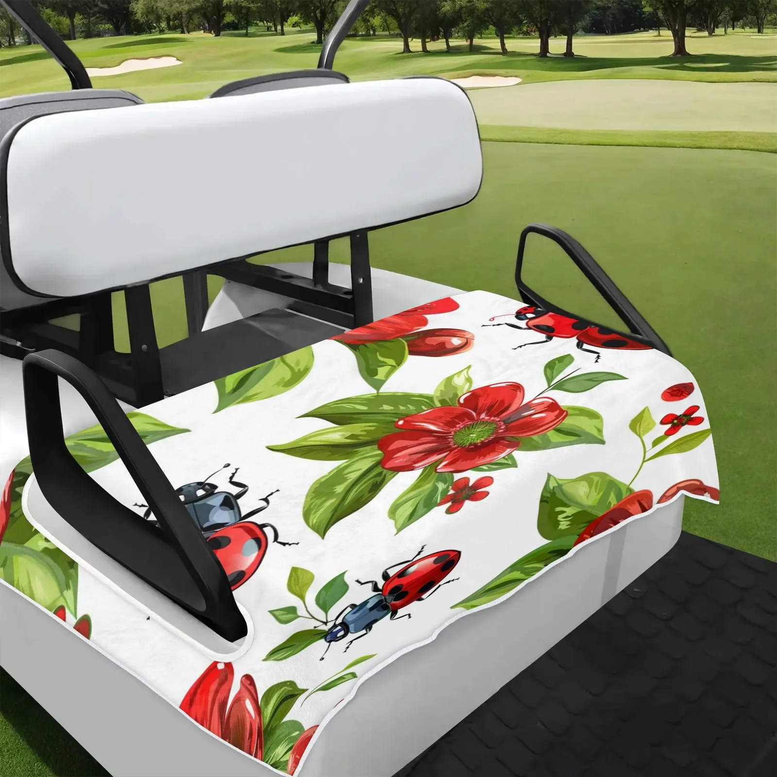 Tiveruda Floral Ladybug Golf Cart Seat Cover
