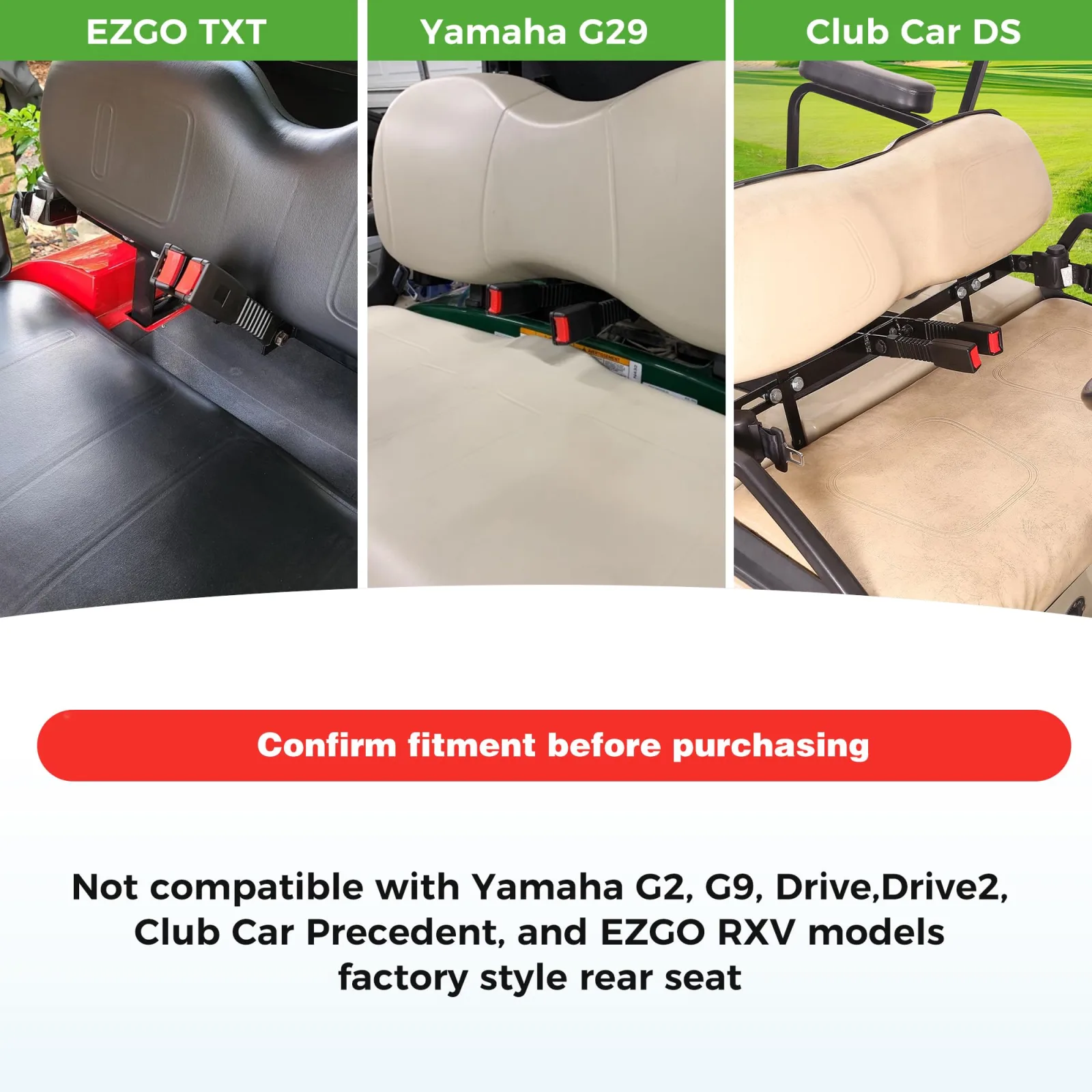 10L0L 42" Retractable 2-Point Golf Cart Seat Belt Kit with Bracket image 4