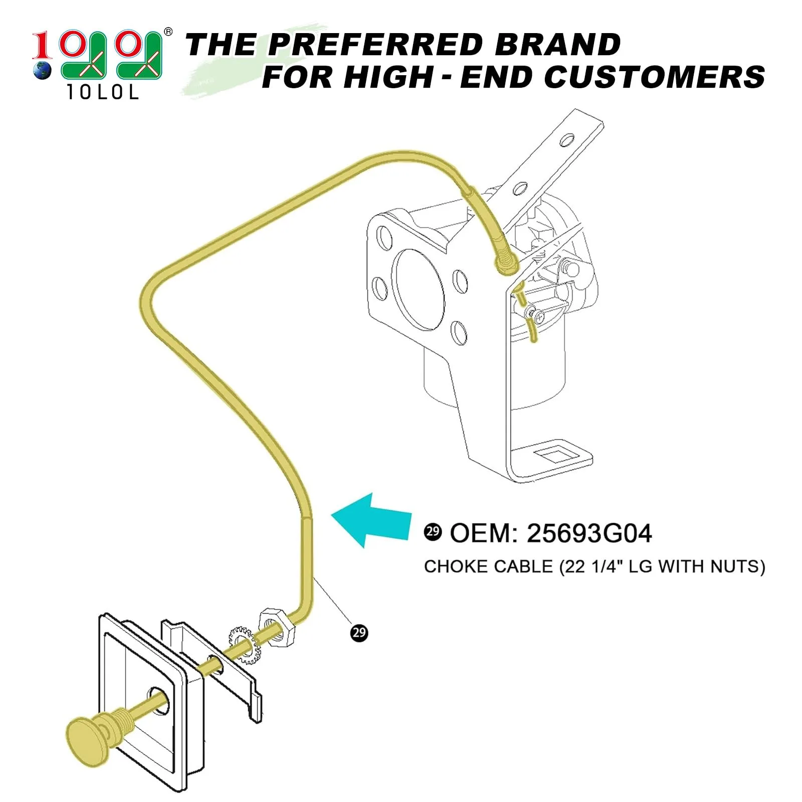 10L0L Choke Control Cable for E-Z-GO Gas Carts 25693-G04 image 2